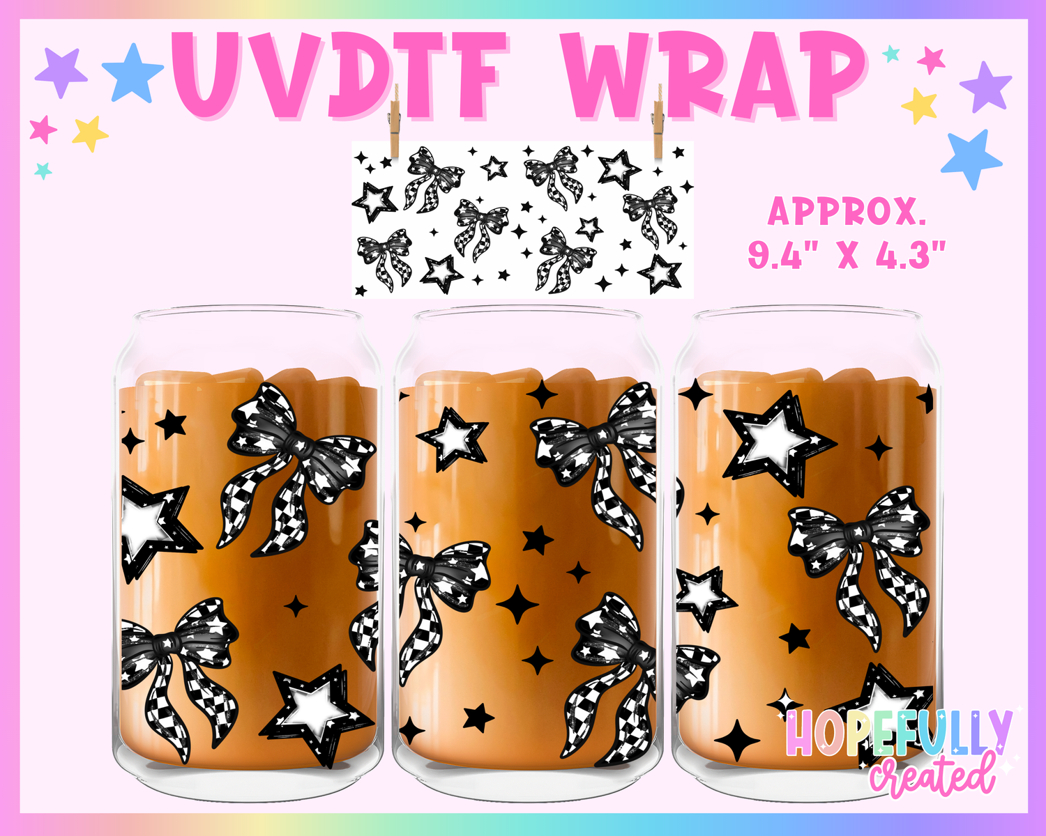Checker Bows UVDTF Glass Can Wrap