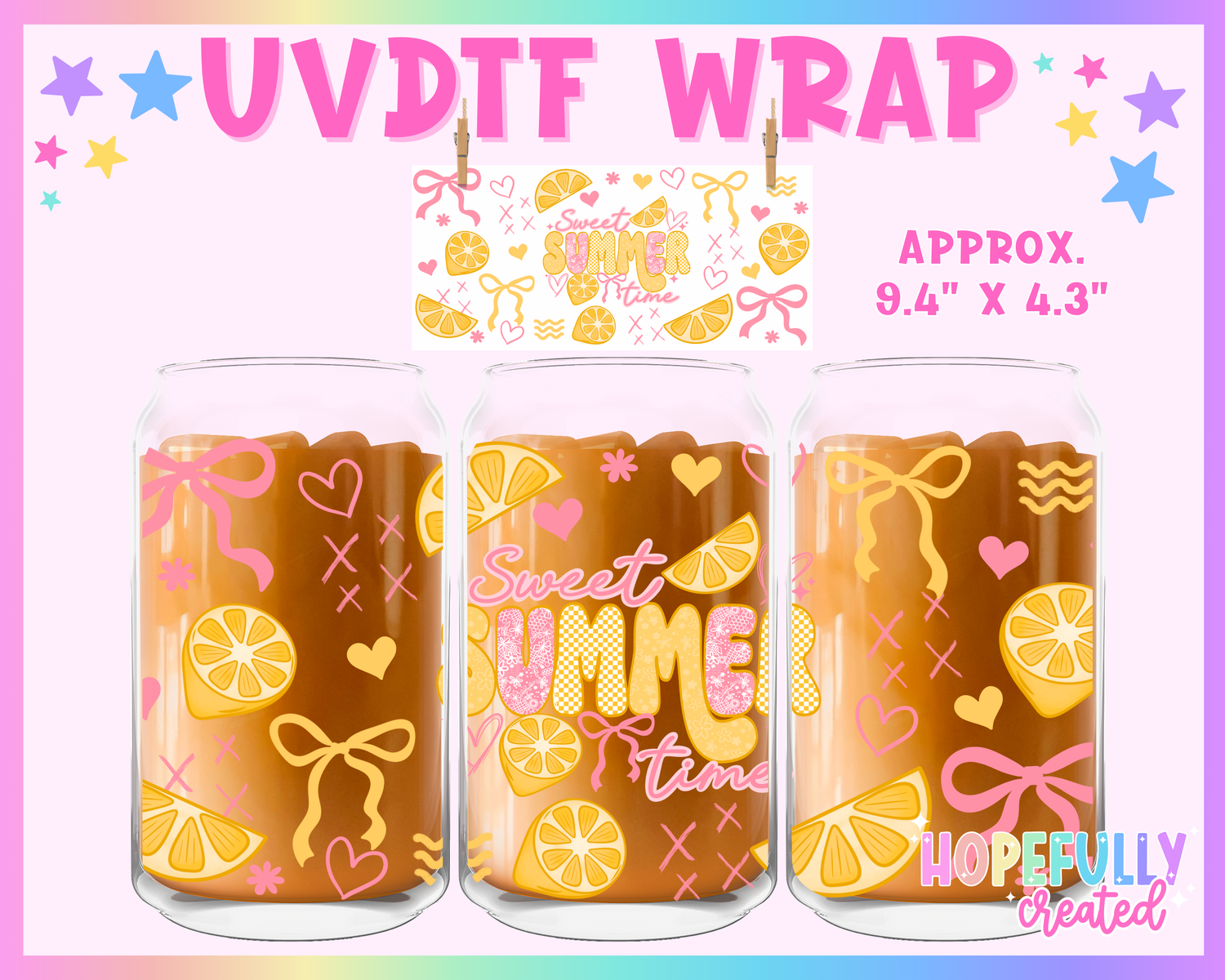 Sweet Summertime UVDTF Glass Can Wrap