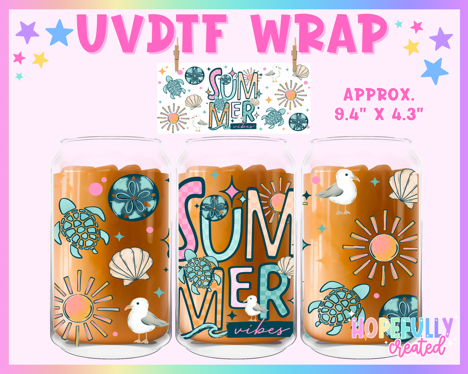 Summer UVDTF Glass Can Wrap