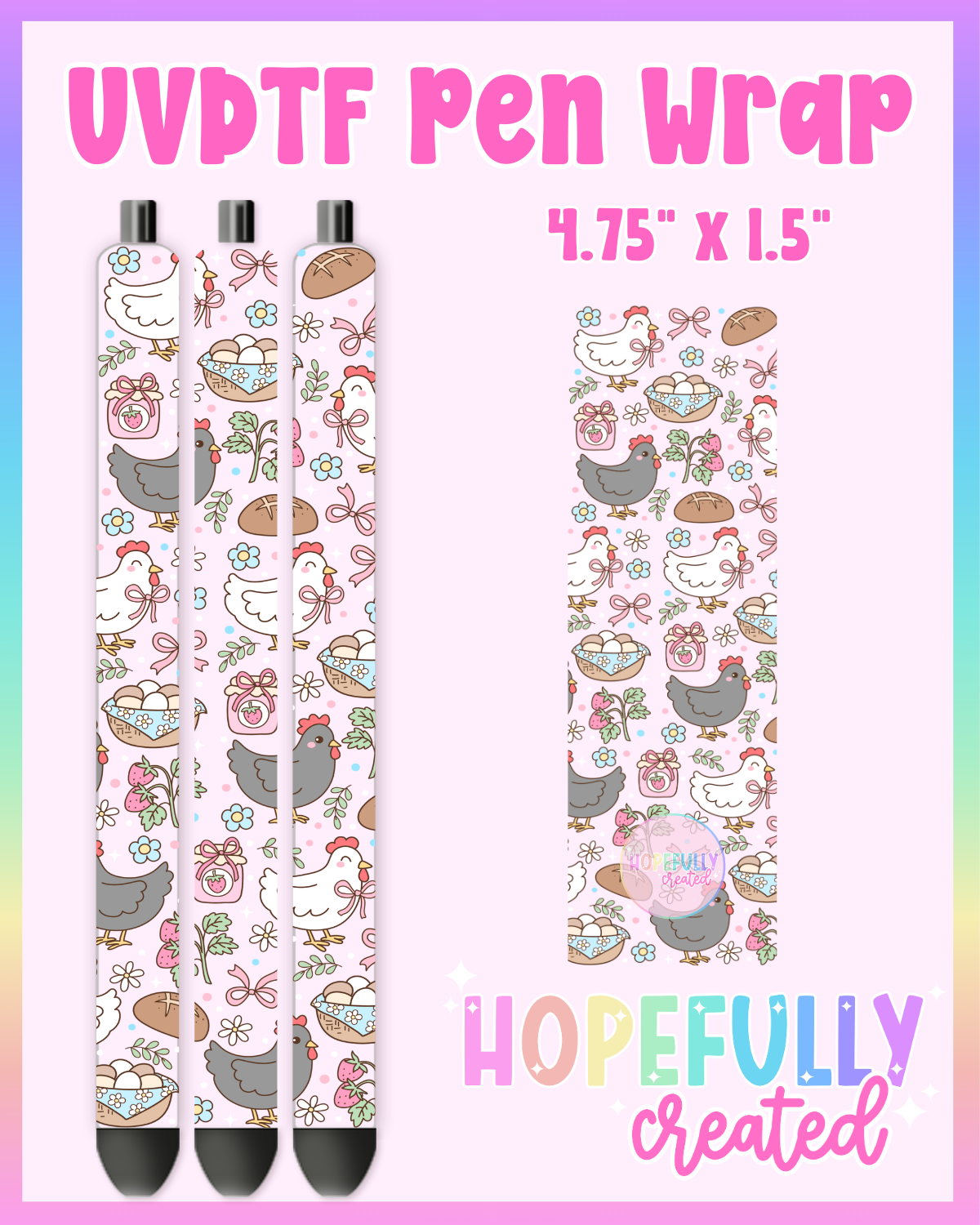 Chickens UVDTF Pen Wrap