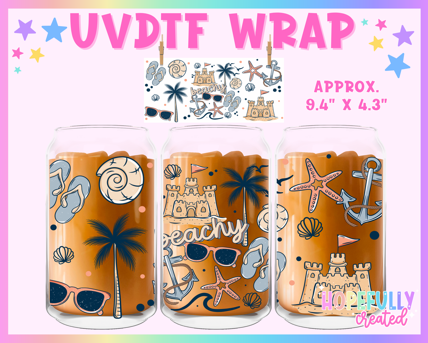 Beachy UVDTF Glass Can Wrap