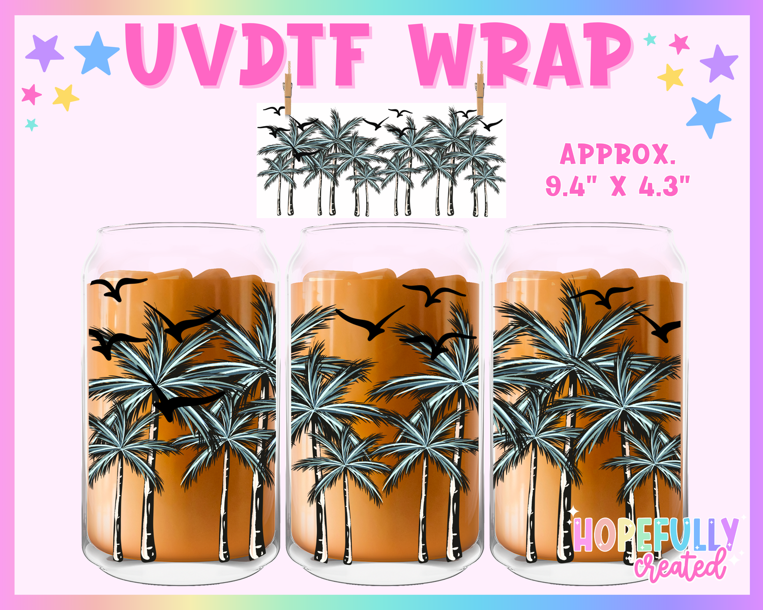 Palm Trees UVDTF Glass Can Wrap