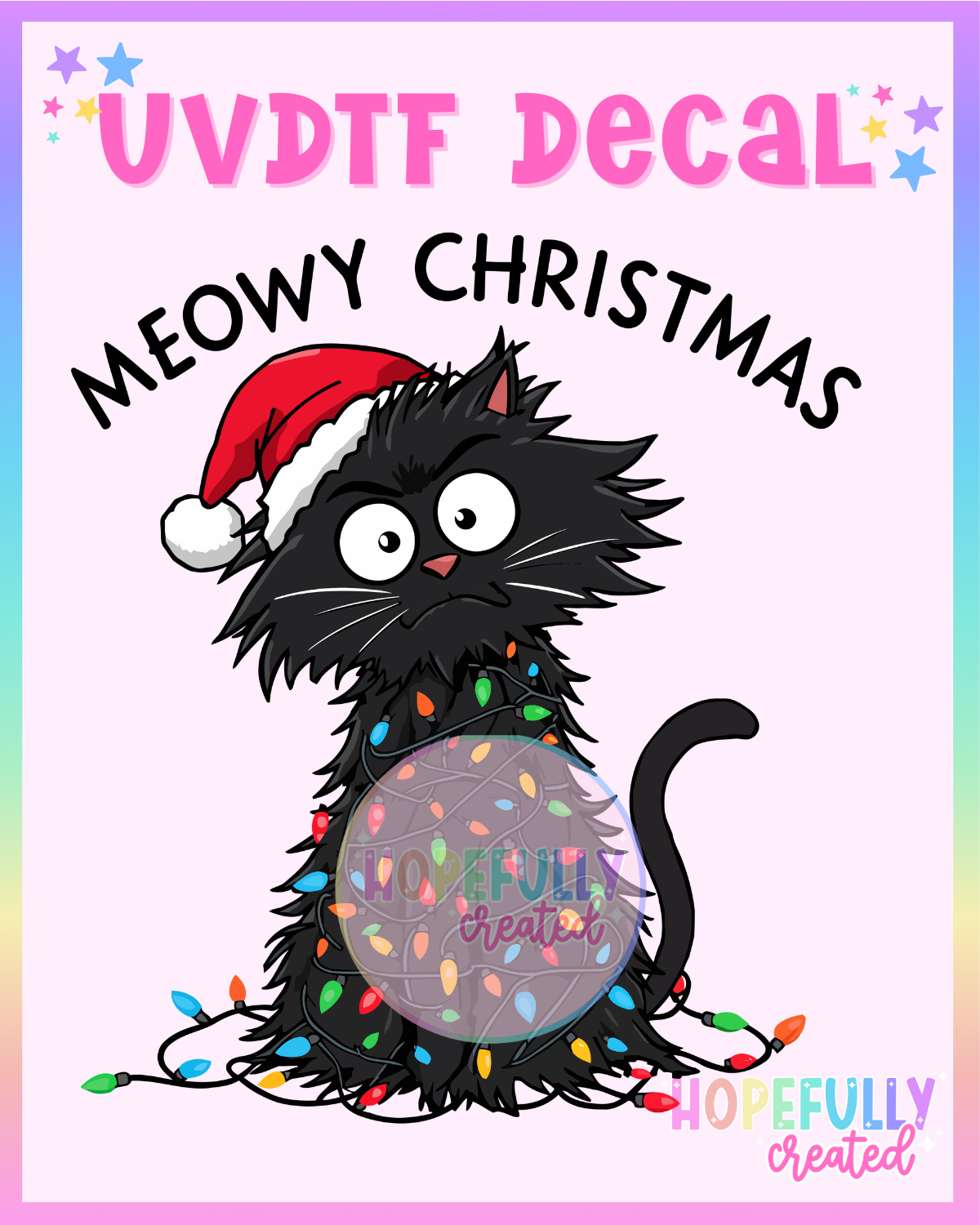 Meowy Christmas UVDTF Decal