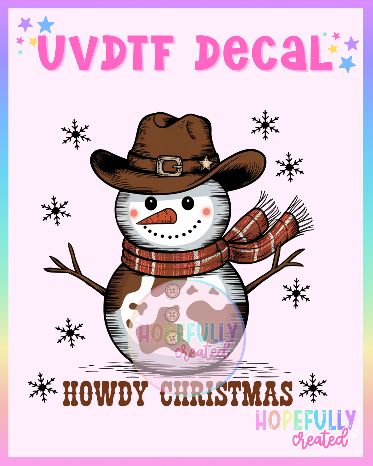 Howdy Christmas UVDTF Decal