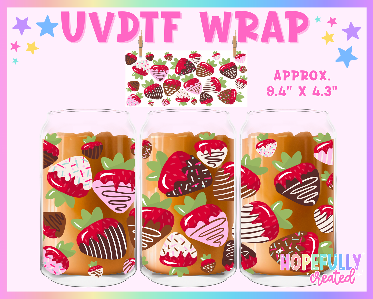 Chocolate Strawberries UVDTF Glass Can Wrap