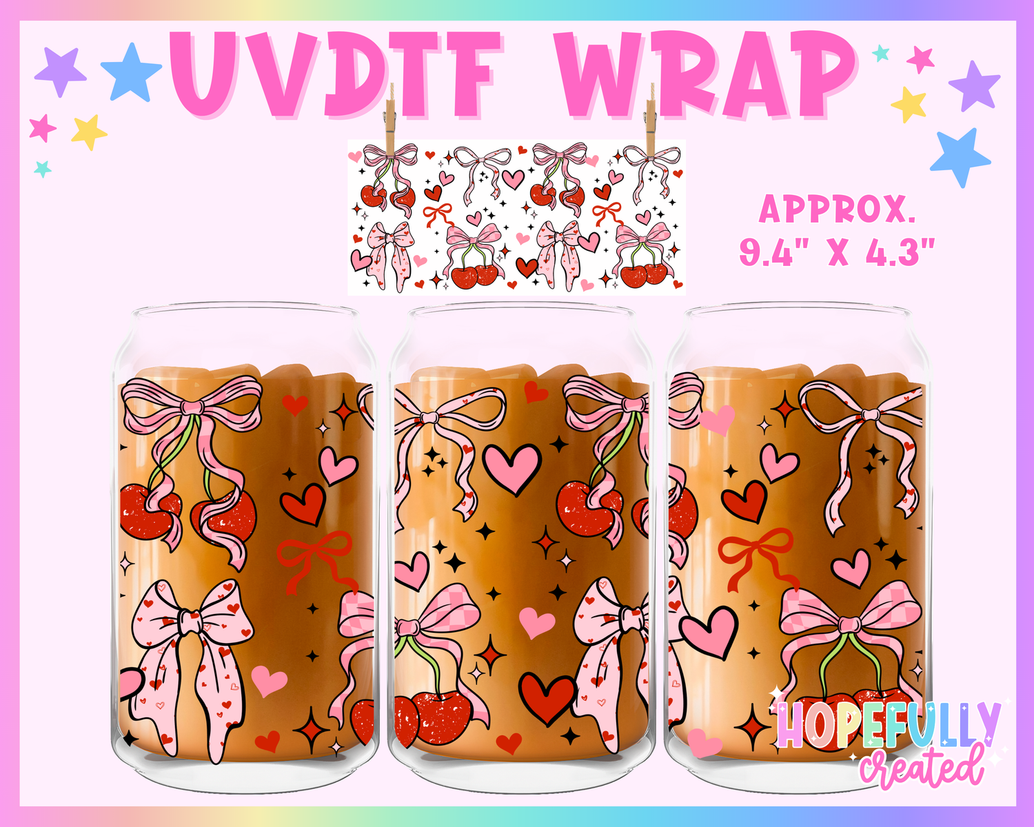 Cherry Bows UVDTF Glass Can Wrap