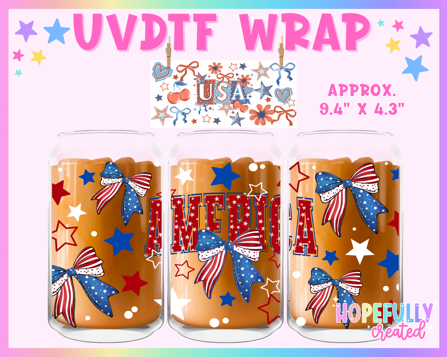 America UVDTF Glass Can Wrap