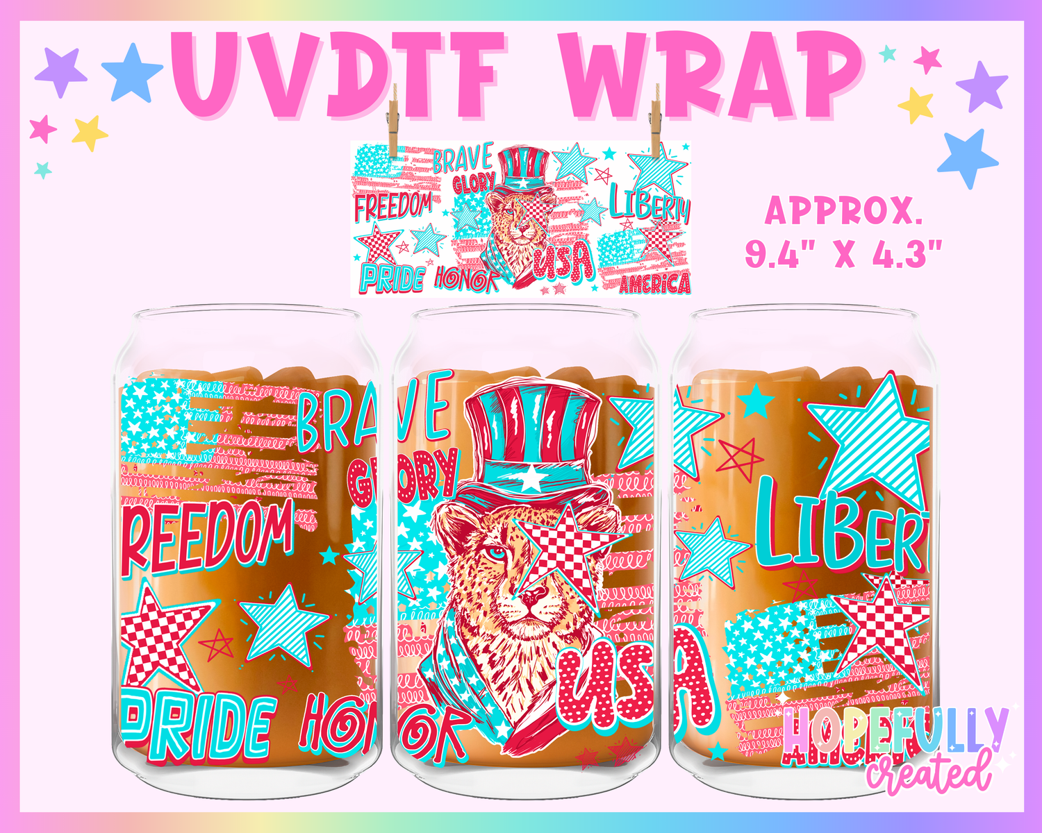 USA Leopard UVDTF Glass Can Wrap