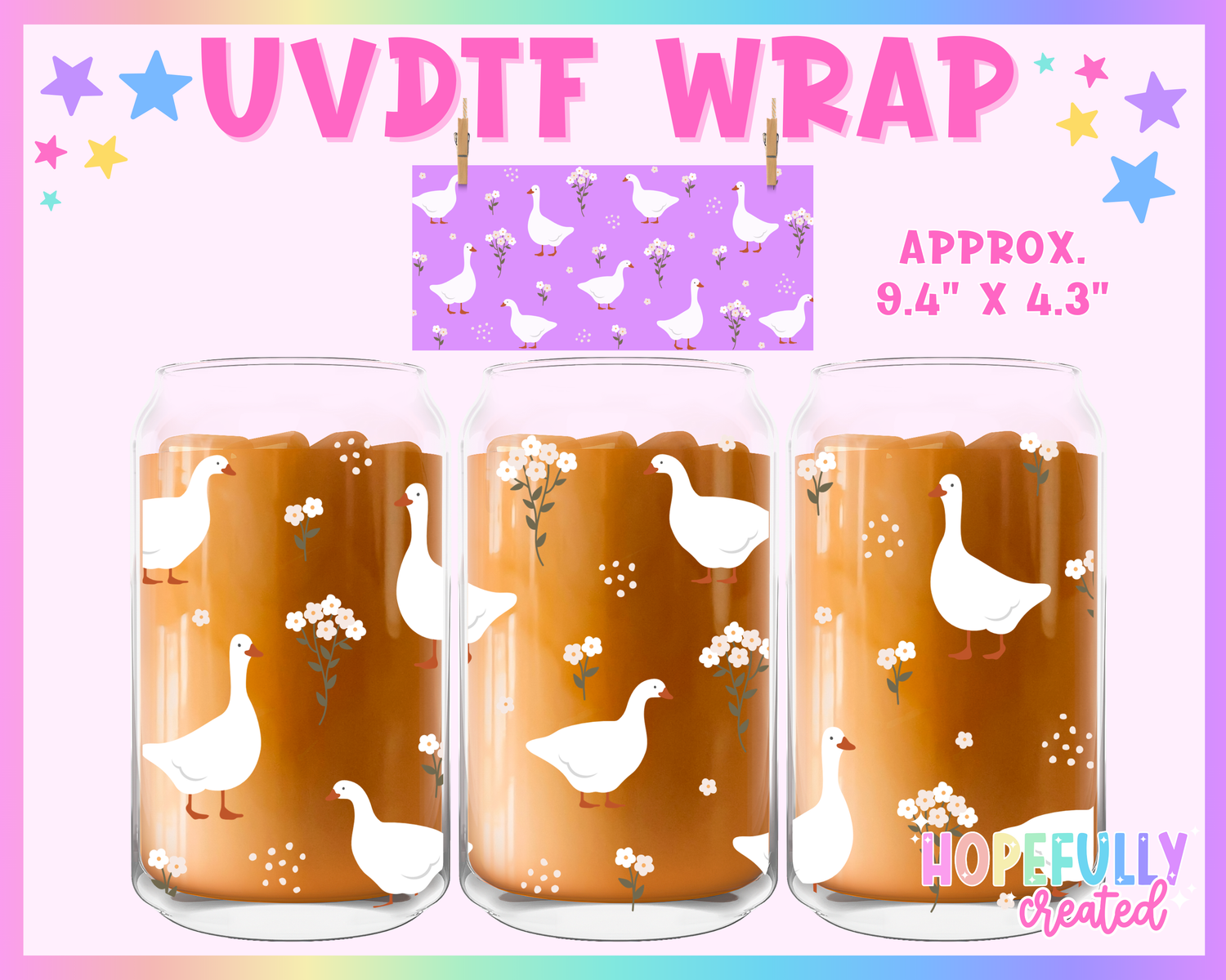 Floral Geese UVDTF Glass Can Wrap