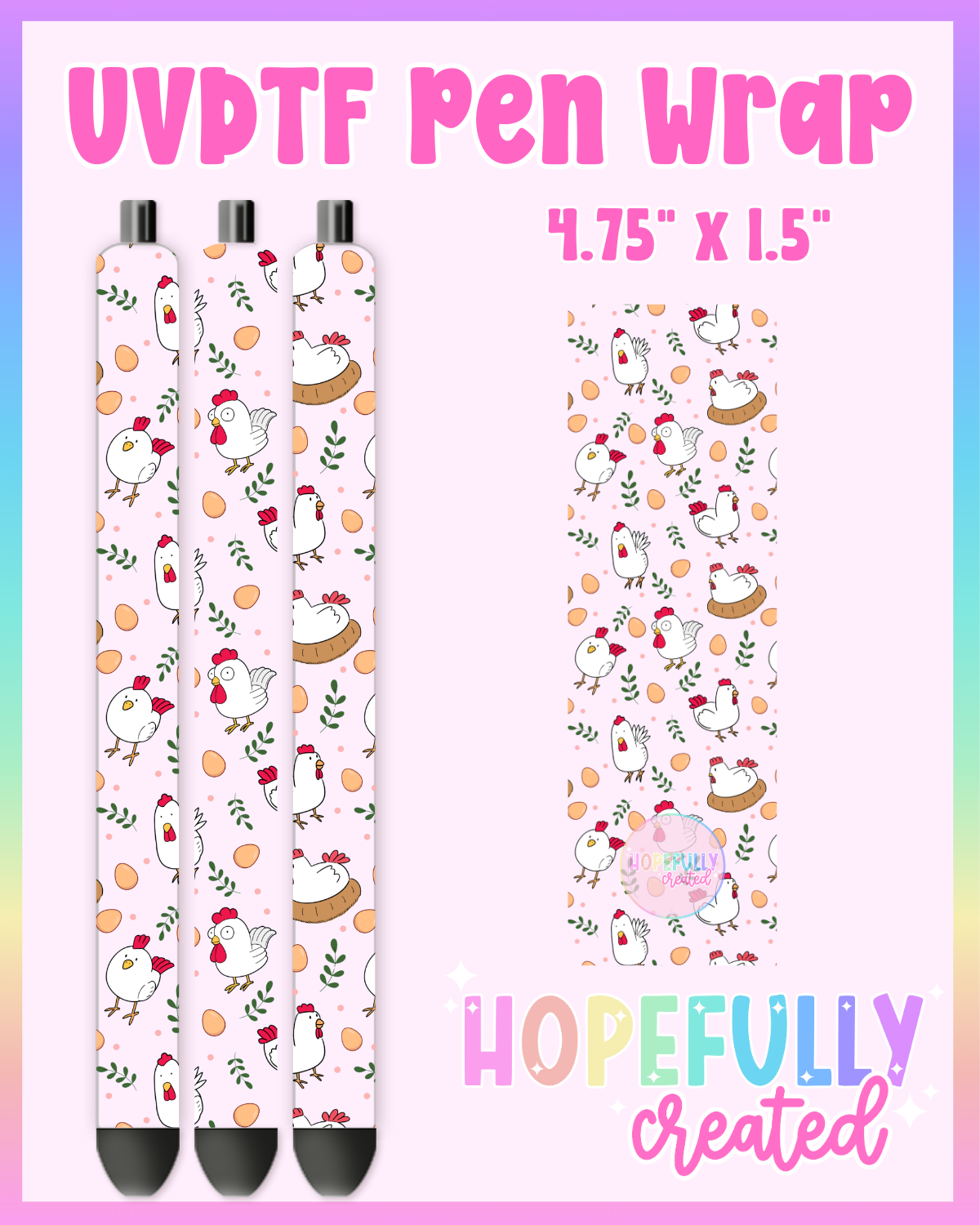 Chickens UVDTF Pen Wrap