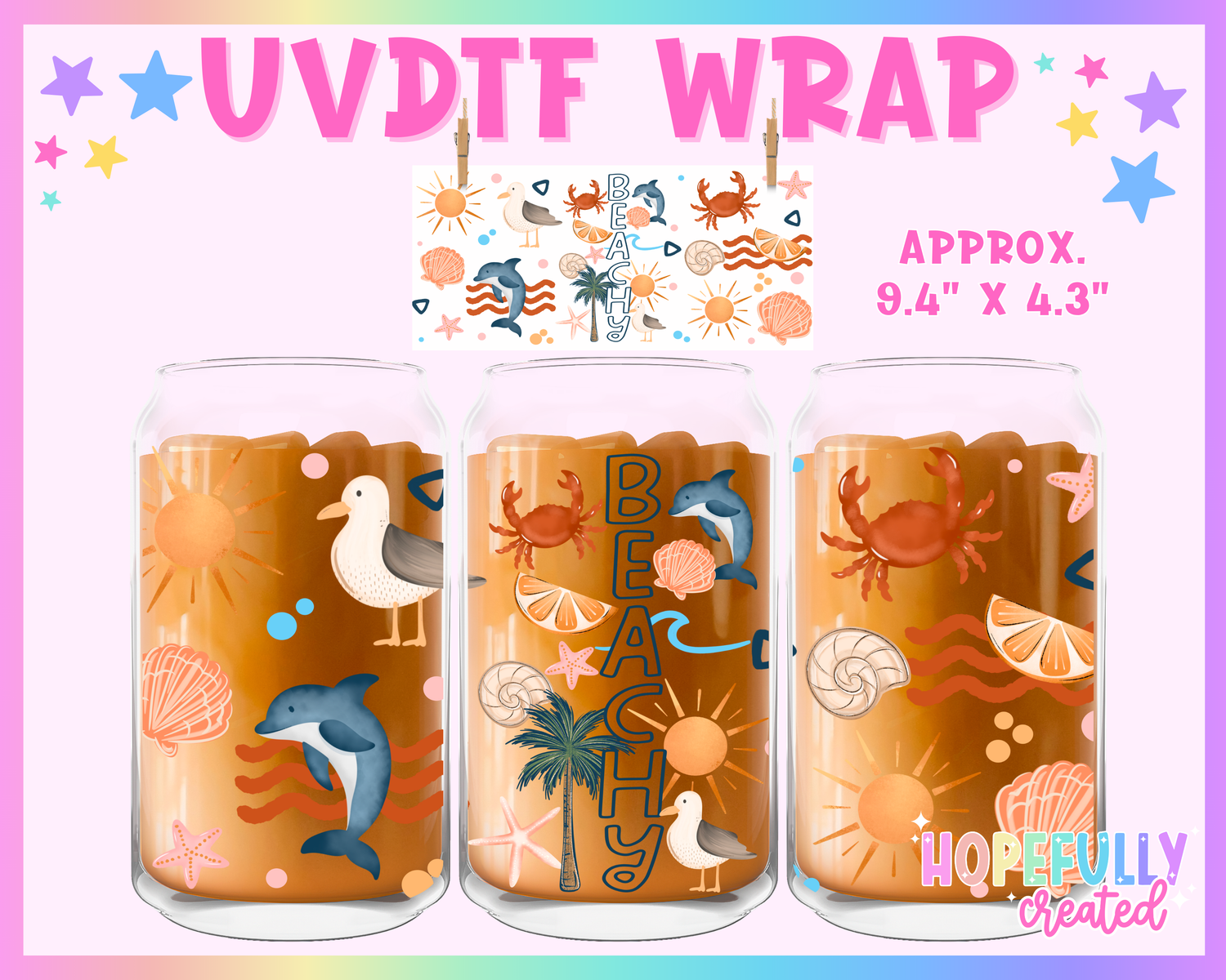 Beachy UVDTF Glass Can Wrap