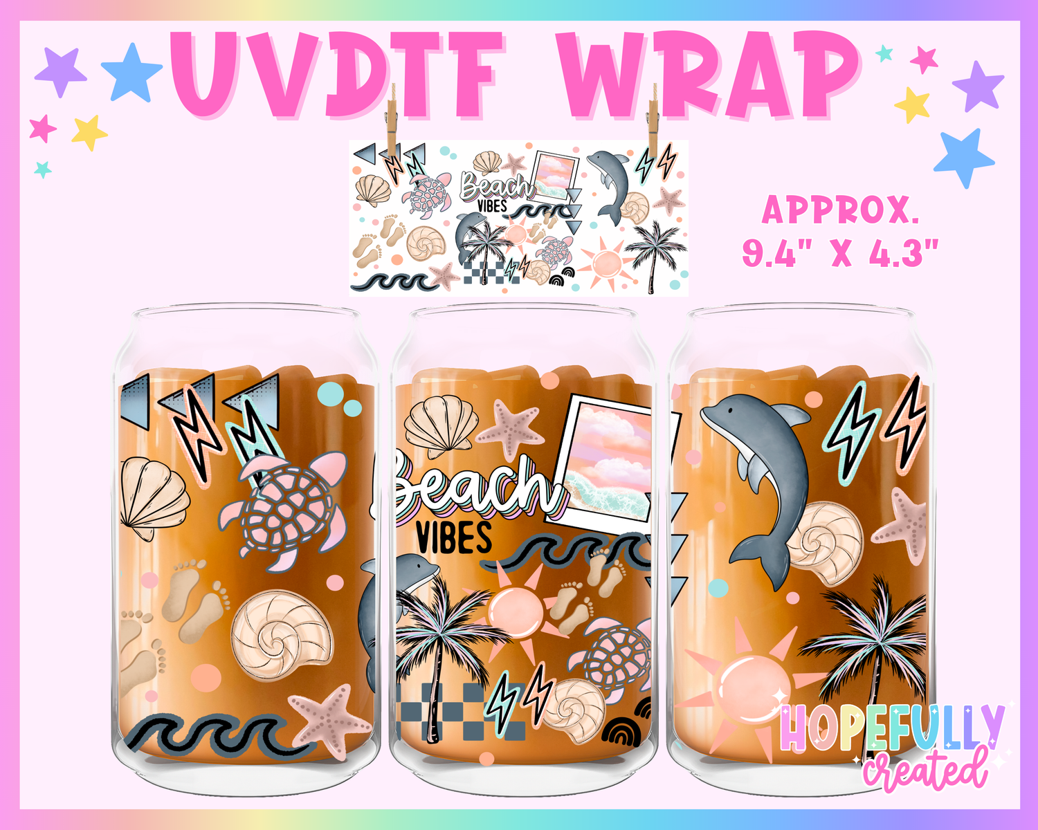 Beach Vibes UVDTF Glass Can Wrap
