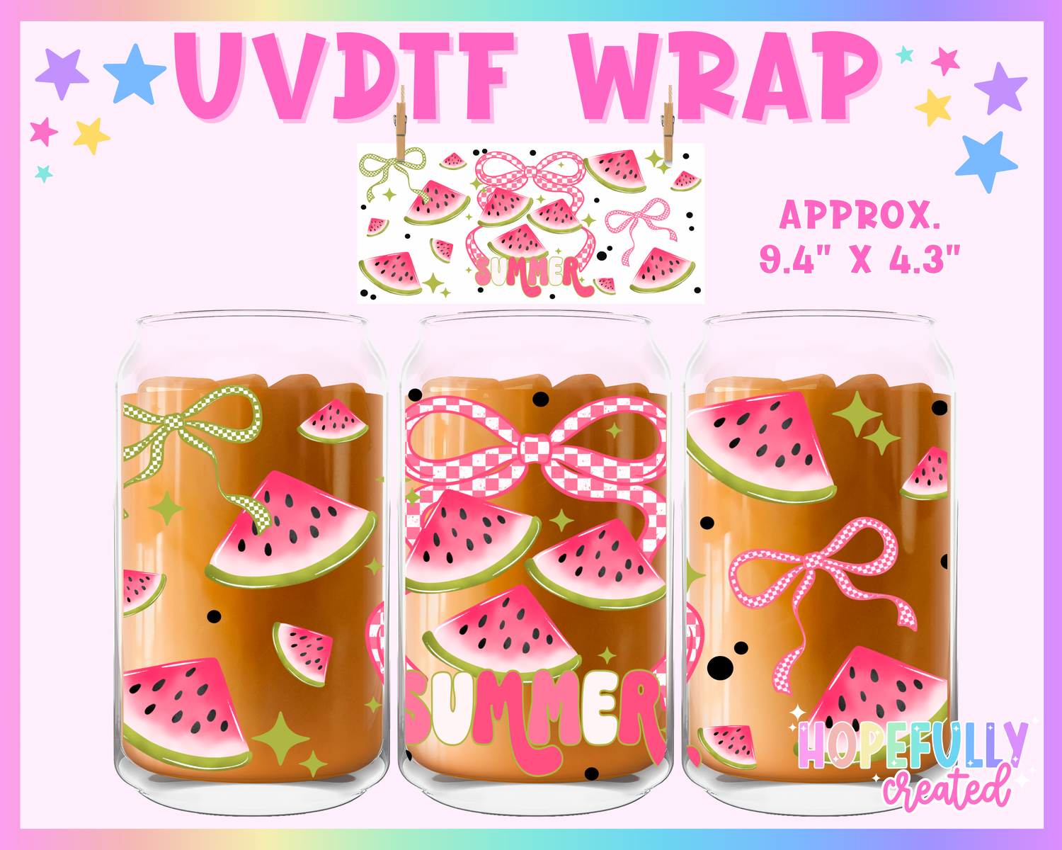 Summer Watermelon UVDTF Glass Can Wrap