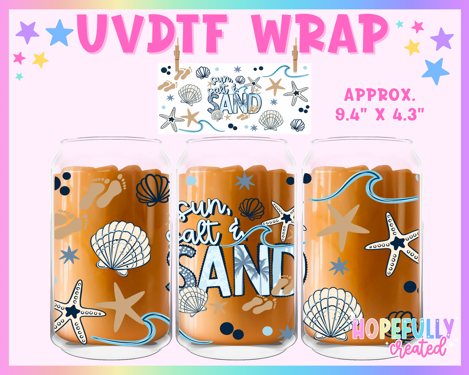 Sun Salt Sand UVDTF Glass Can Wrap