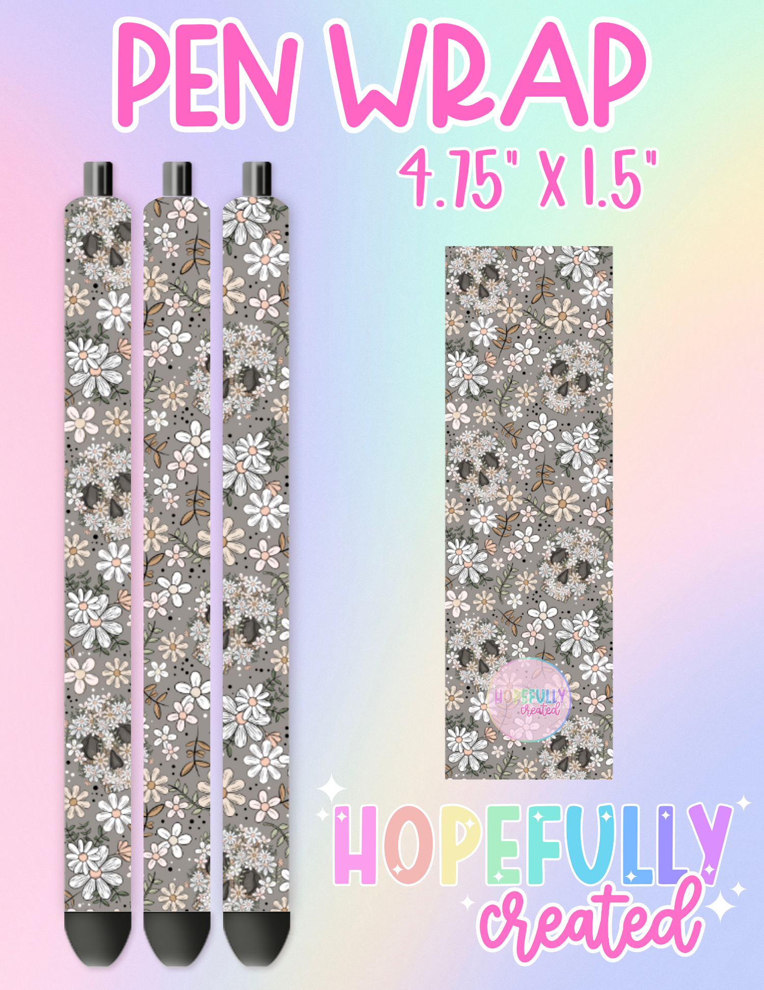 Floral Skull Pen Wrap-2385