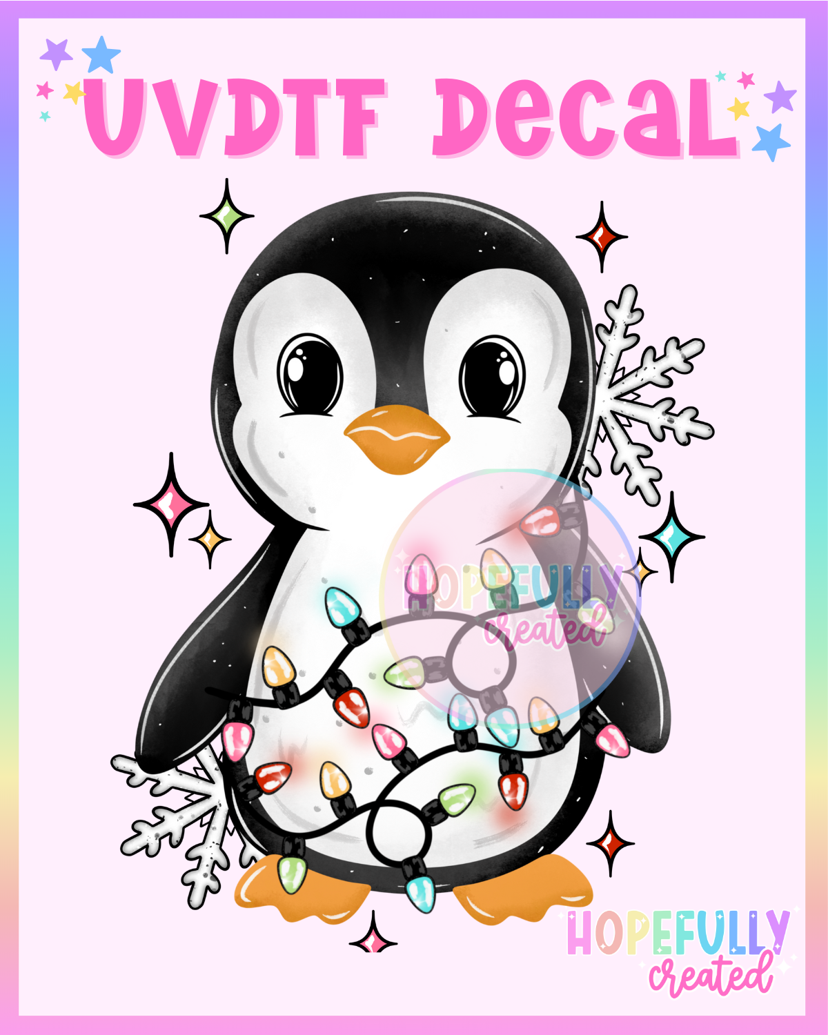 Christmas Penguin UVDTF Decal