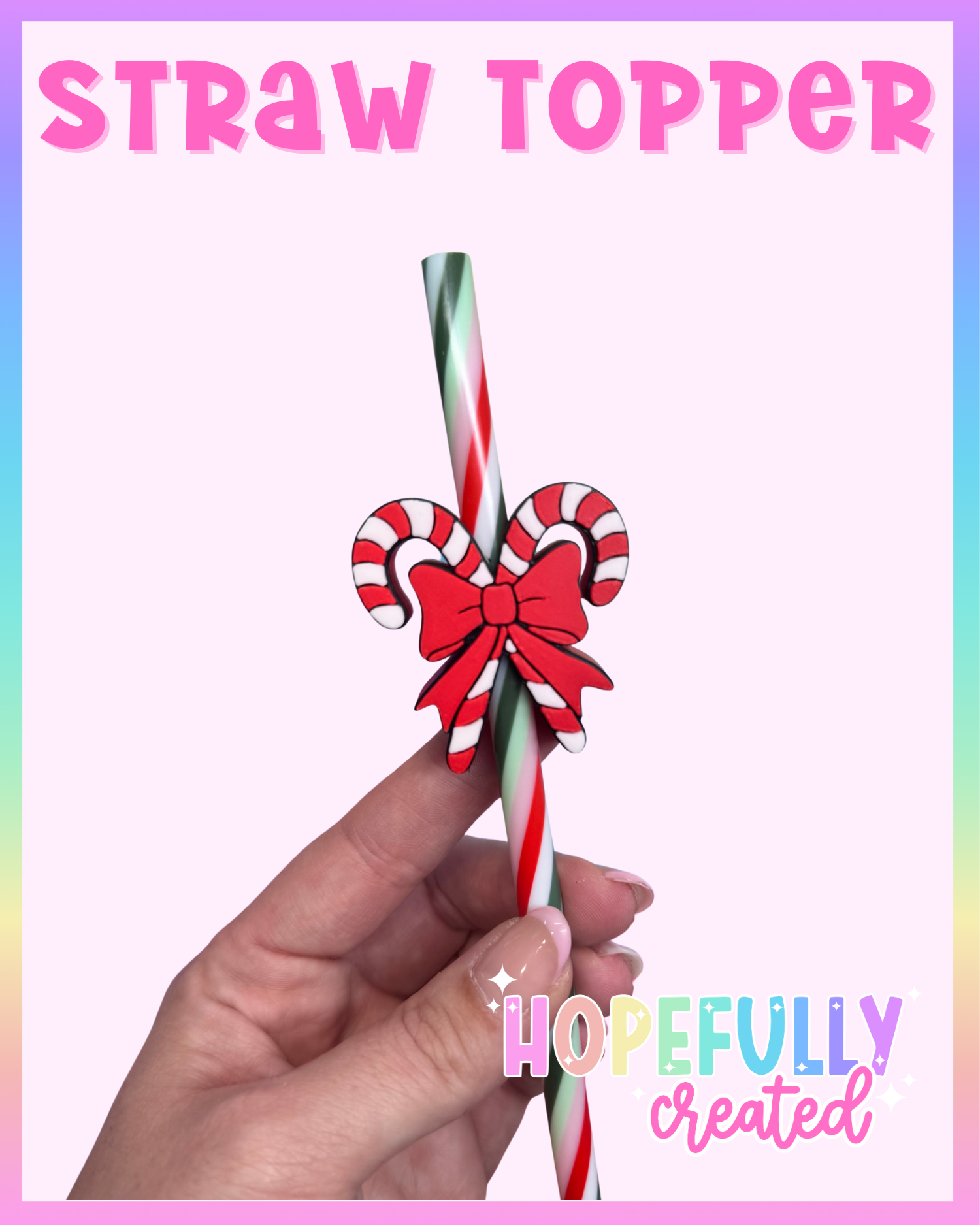 Red Candy Cane Straw Topper