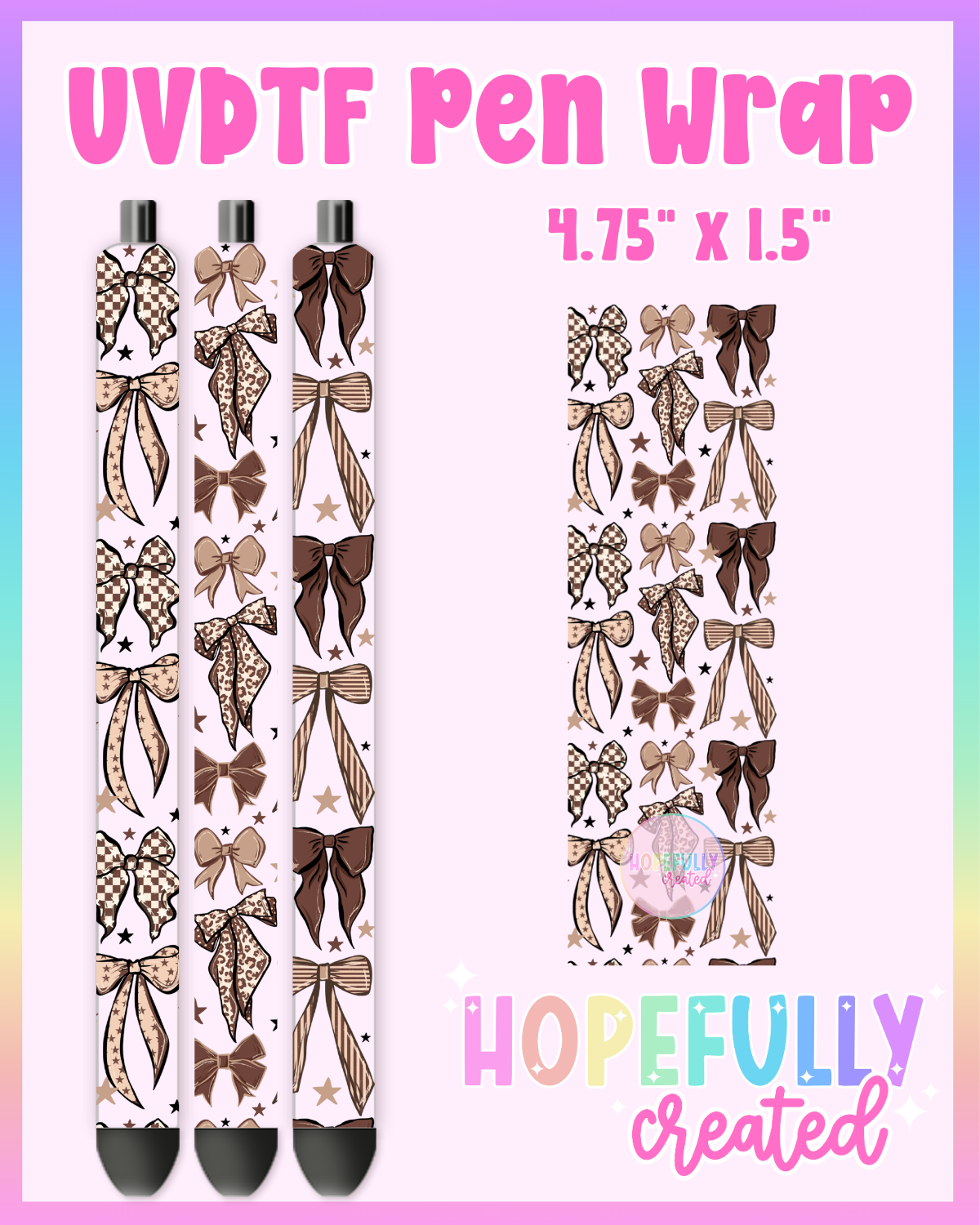 Brown Bows UVDTF Pen Wrap