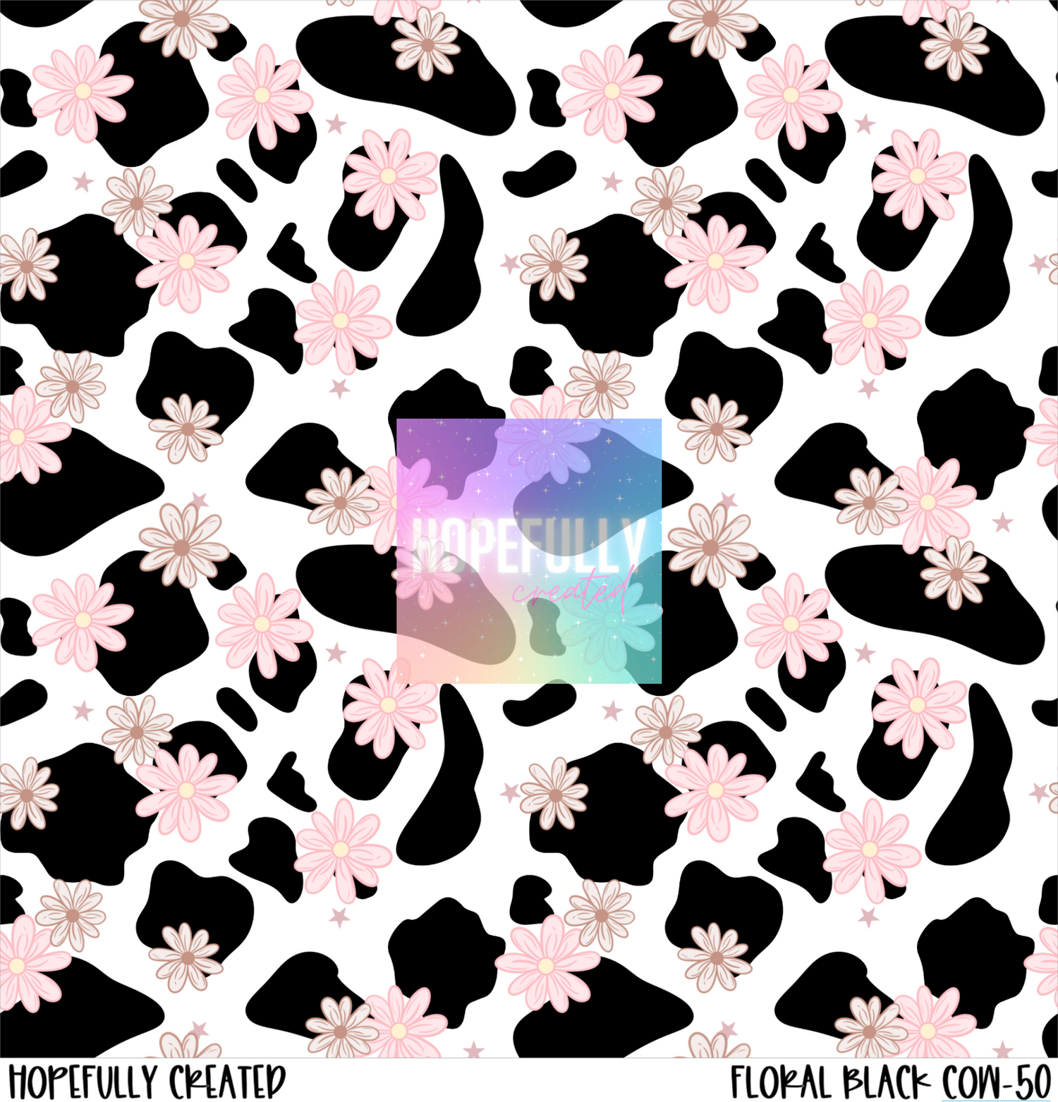 Floral Black Cow Vinyl Collection - 50