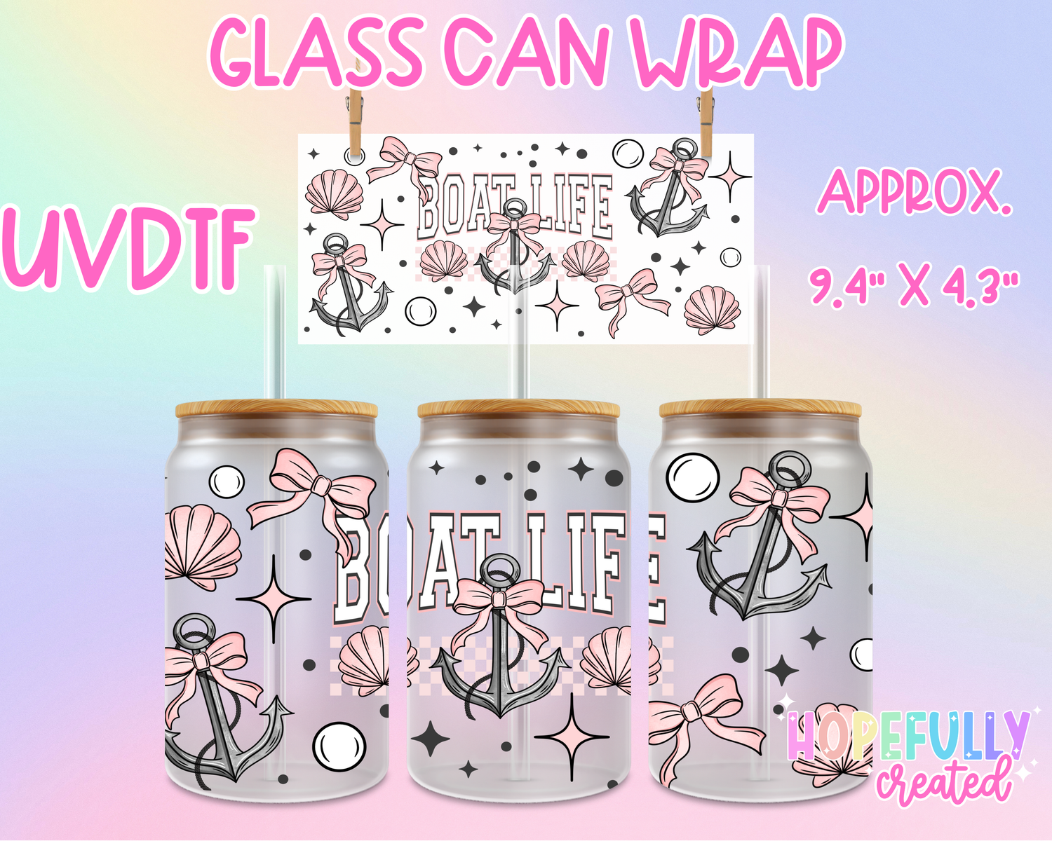 Boat Life UVDTF Glass Can Wrap