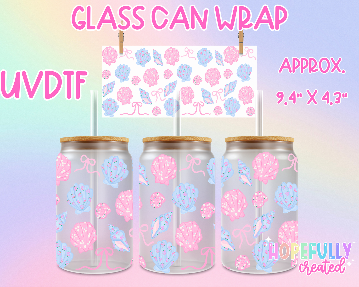 Seashells UVDTF Glass Can Wrap