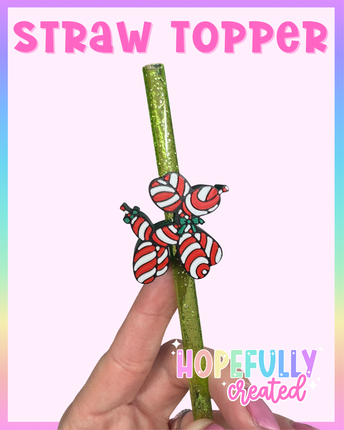 Christmas Balloon Dog Straw Topper