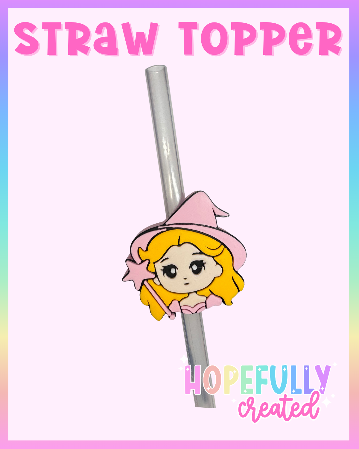 Pink Witch Straw Topper