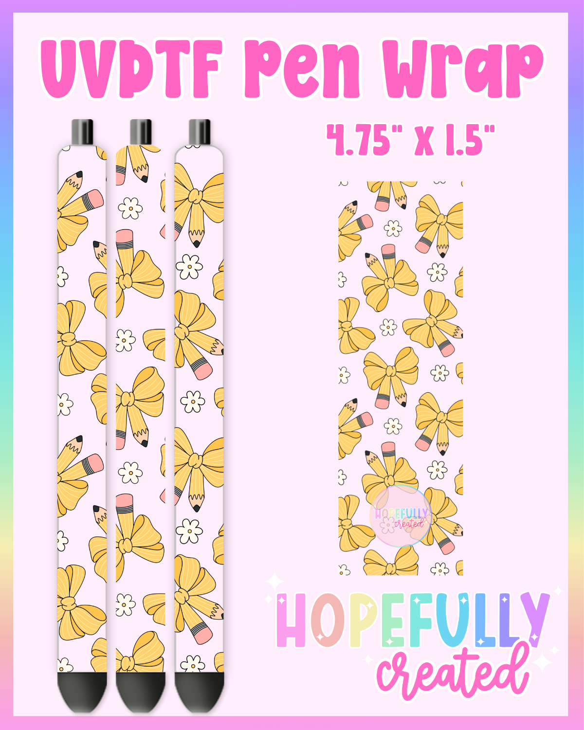 Pencil Bows UVDTF Pen Wrap