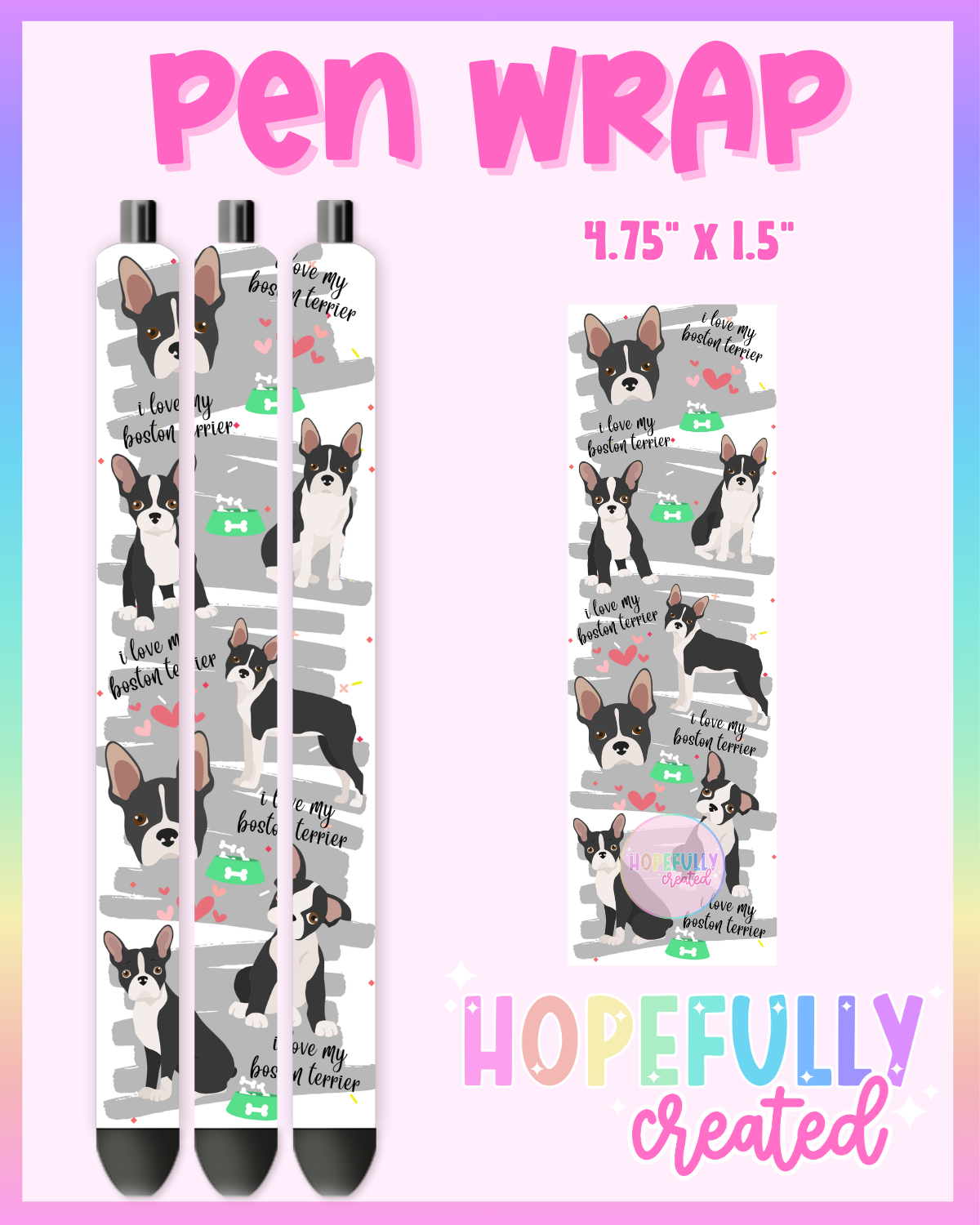 Boston Terrier Pen Wrap- 4553