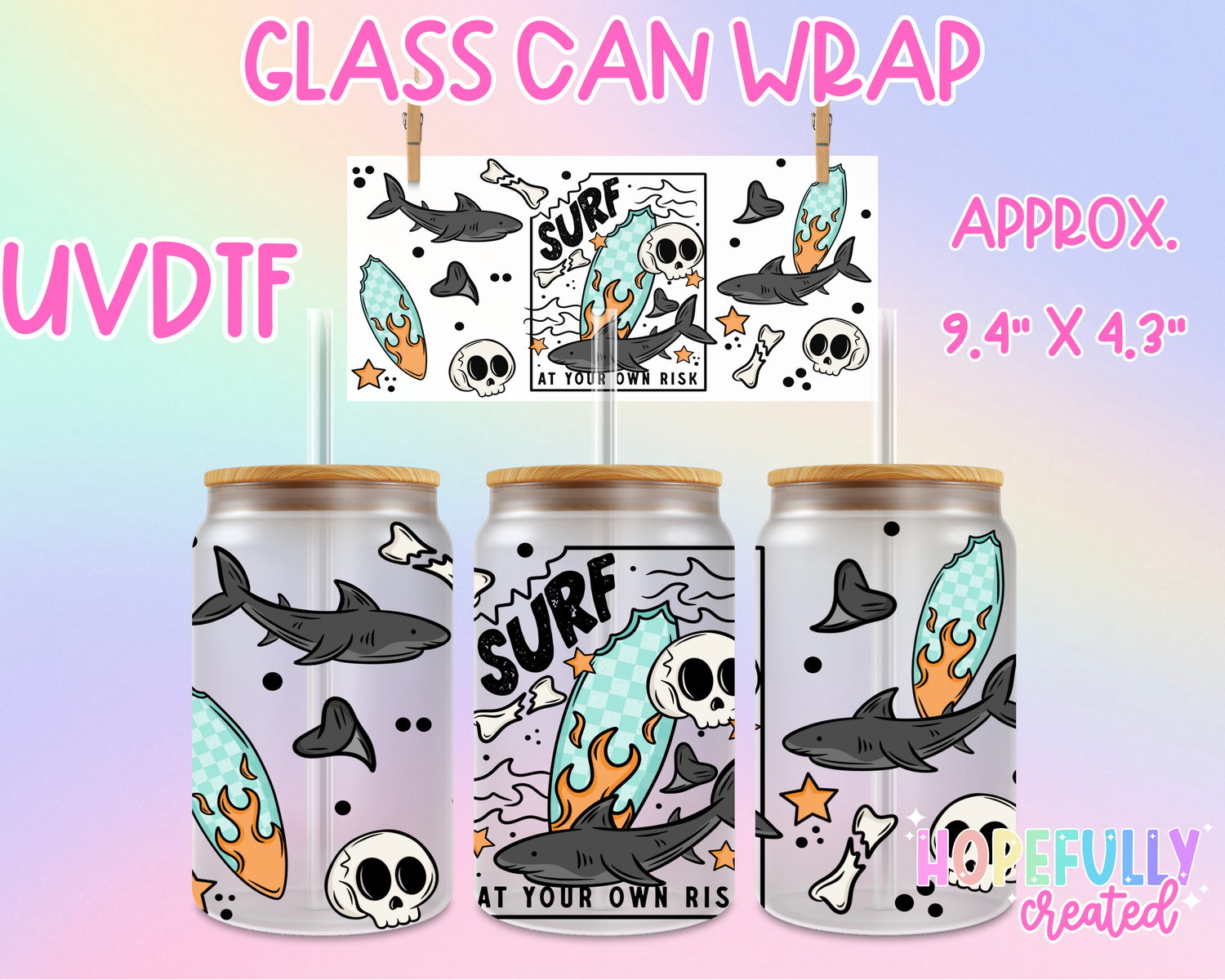 Surf UVDTF Glass Can Wrap