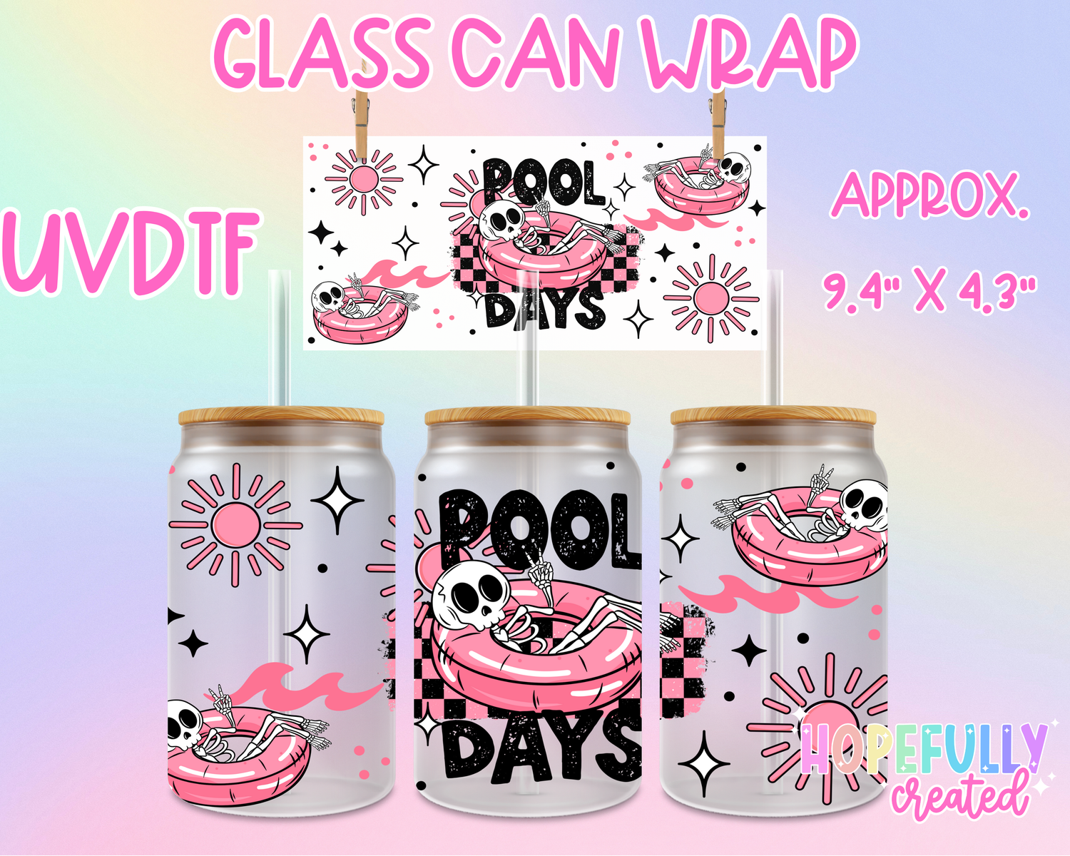 Pool Days UVDTF Glass Can Wrap
