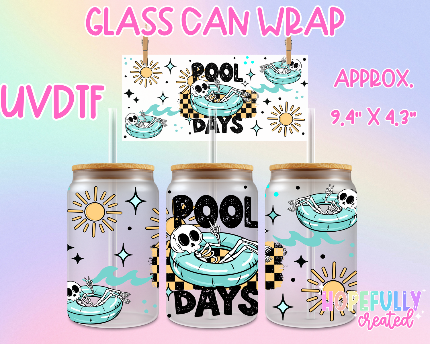 Pool Days UVDTF Glass Can Wrap