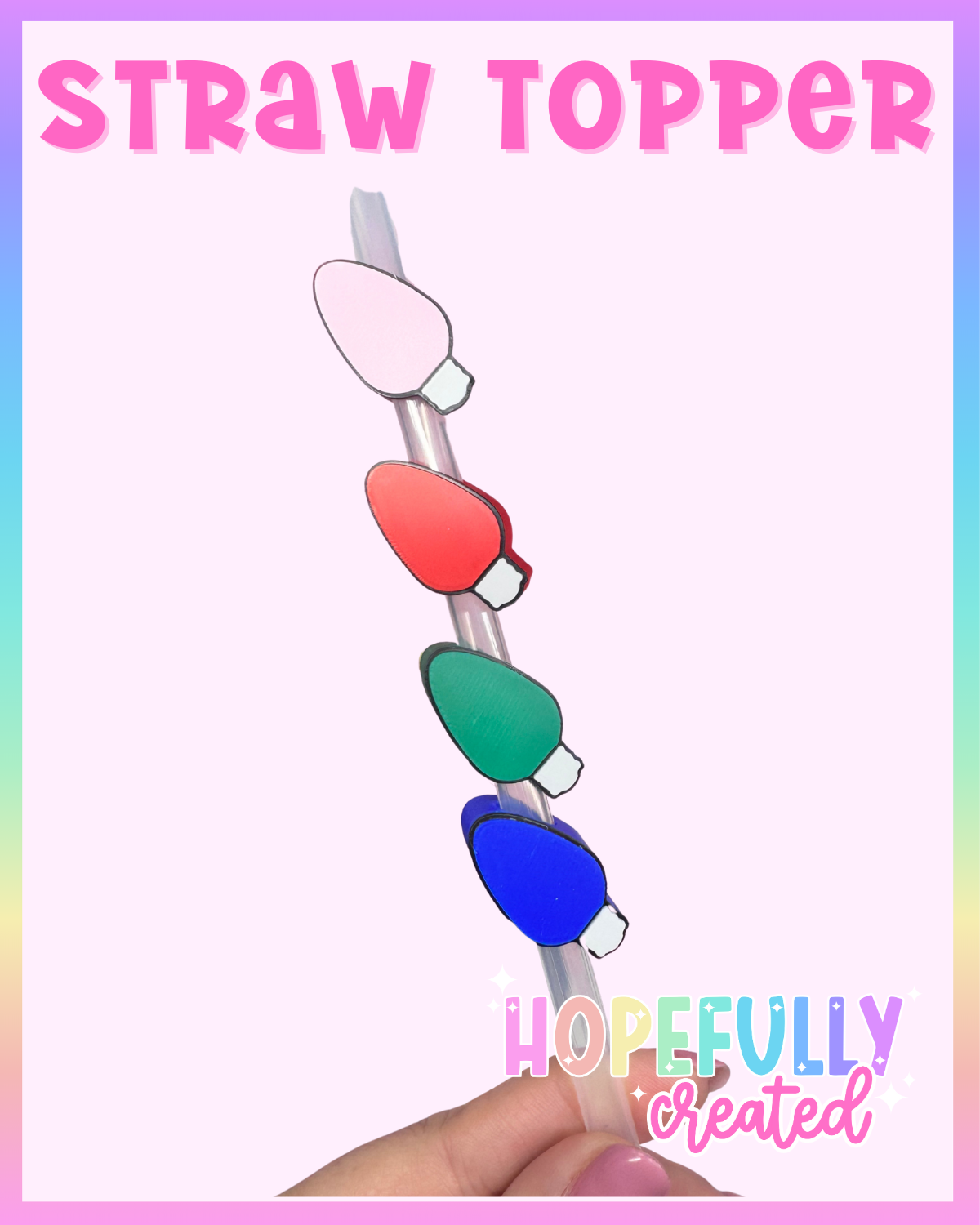 Christmas Light Bulb Straw Topper