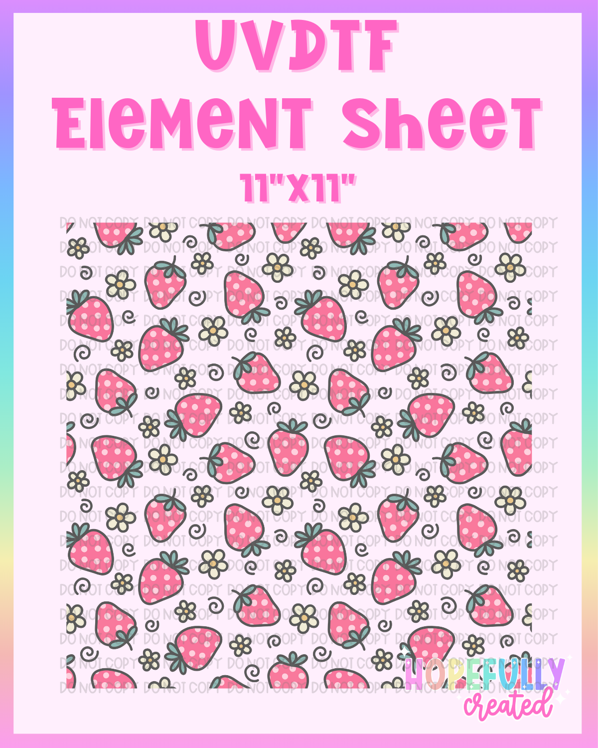 Polka Dot Strawberries (Pink) UVDTF Element Sheet