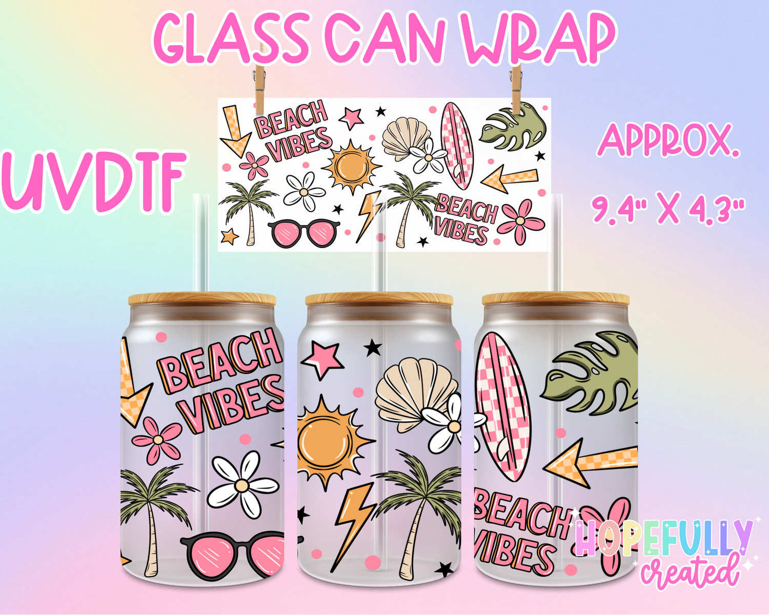 Beach Vibes UVDTF Glass Can Wrap