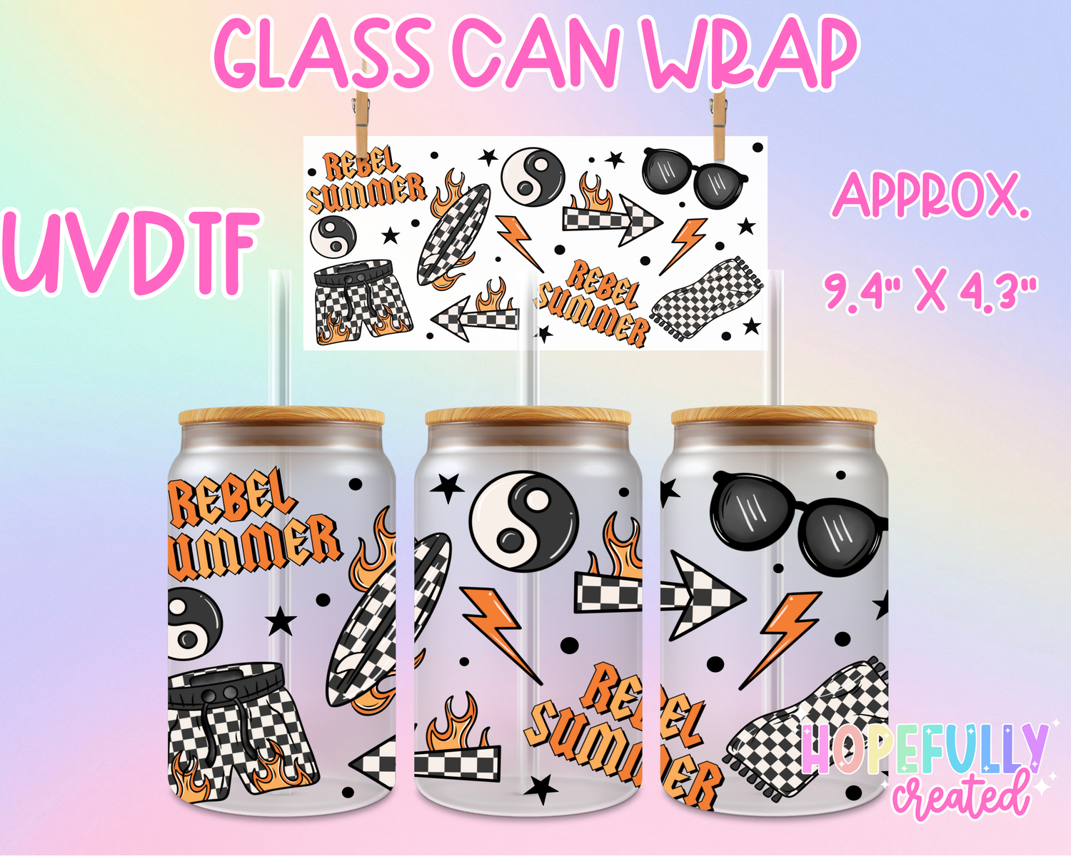Rebel Summer UVDTF Glass Can Wrap