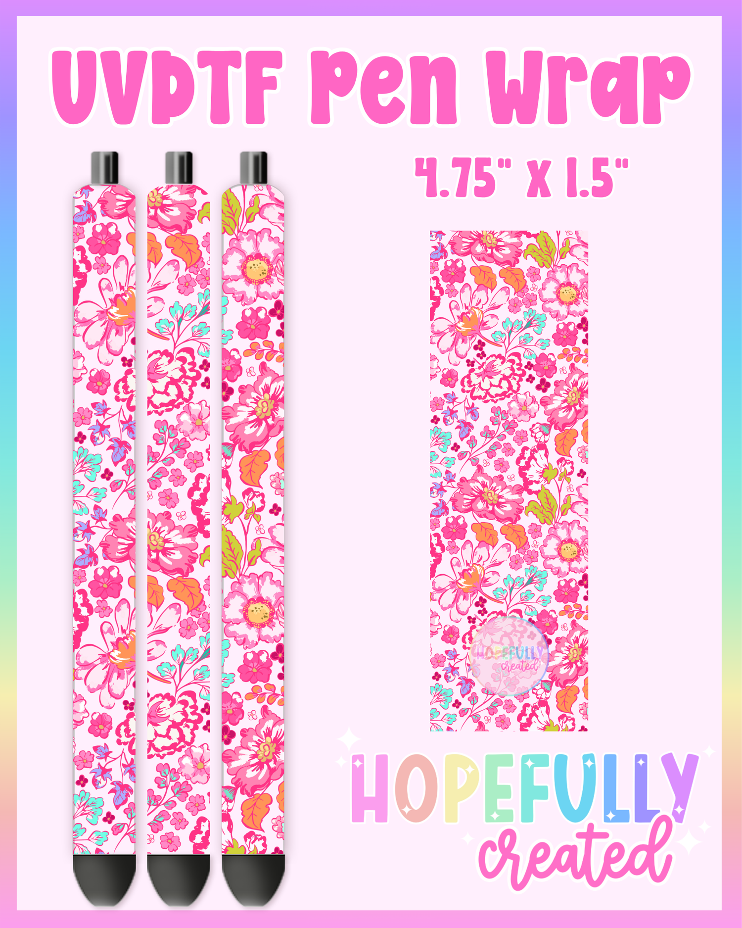 Pink/Orange Floral UVDTF Pen Wrap