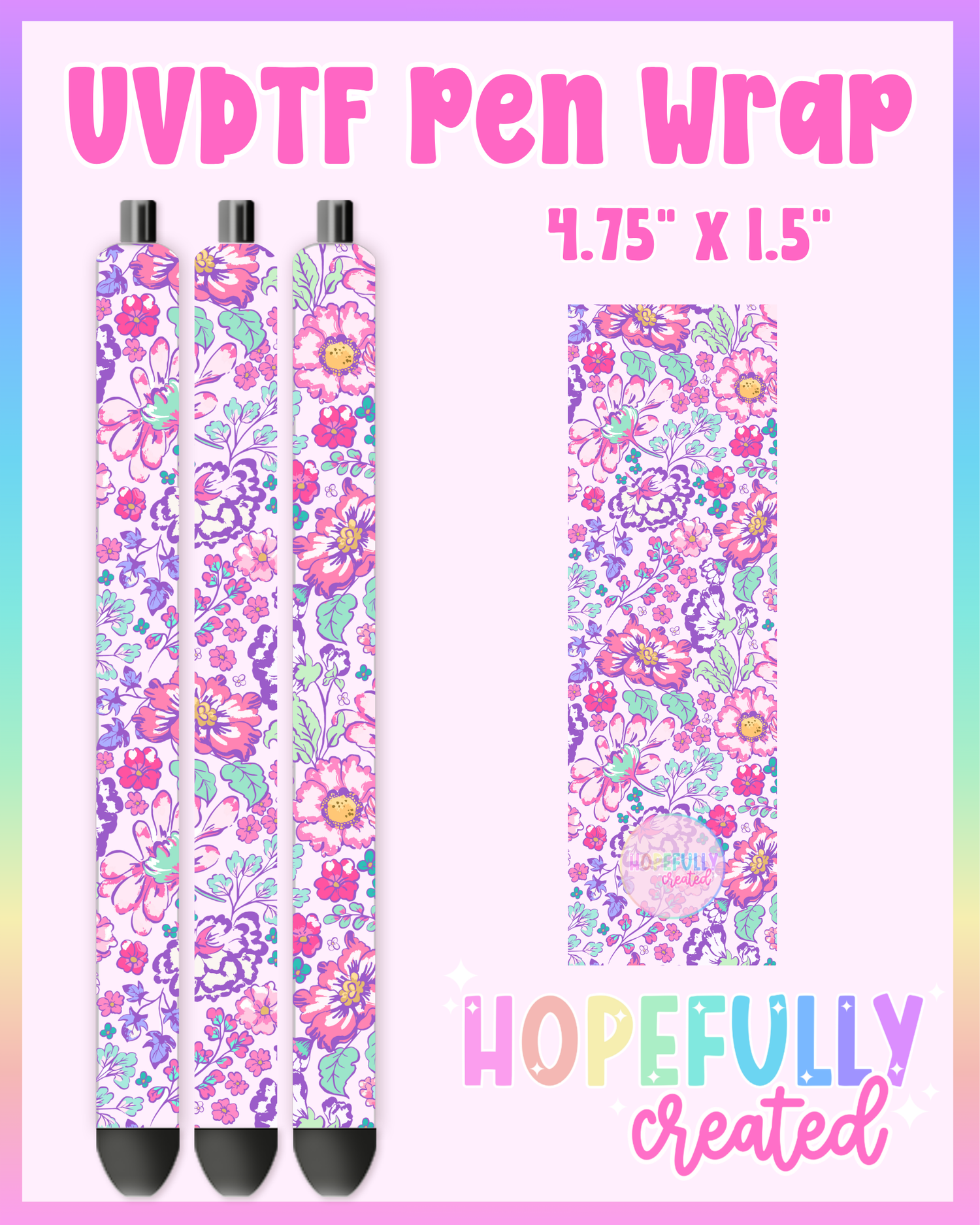 Purple/Pink Floral UVDTF Pen Wrap
