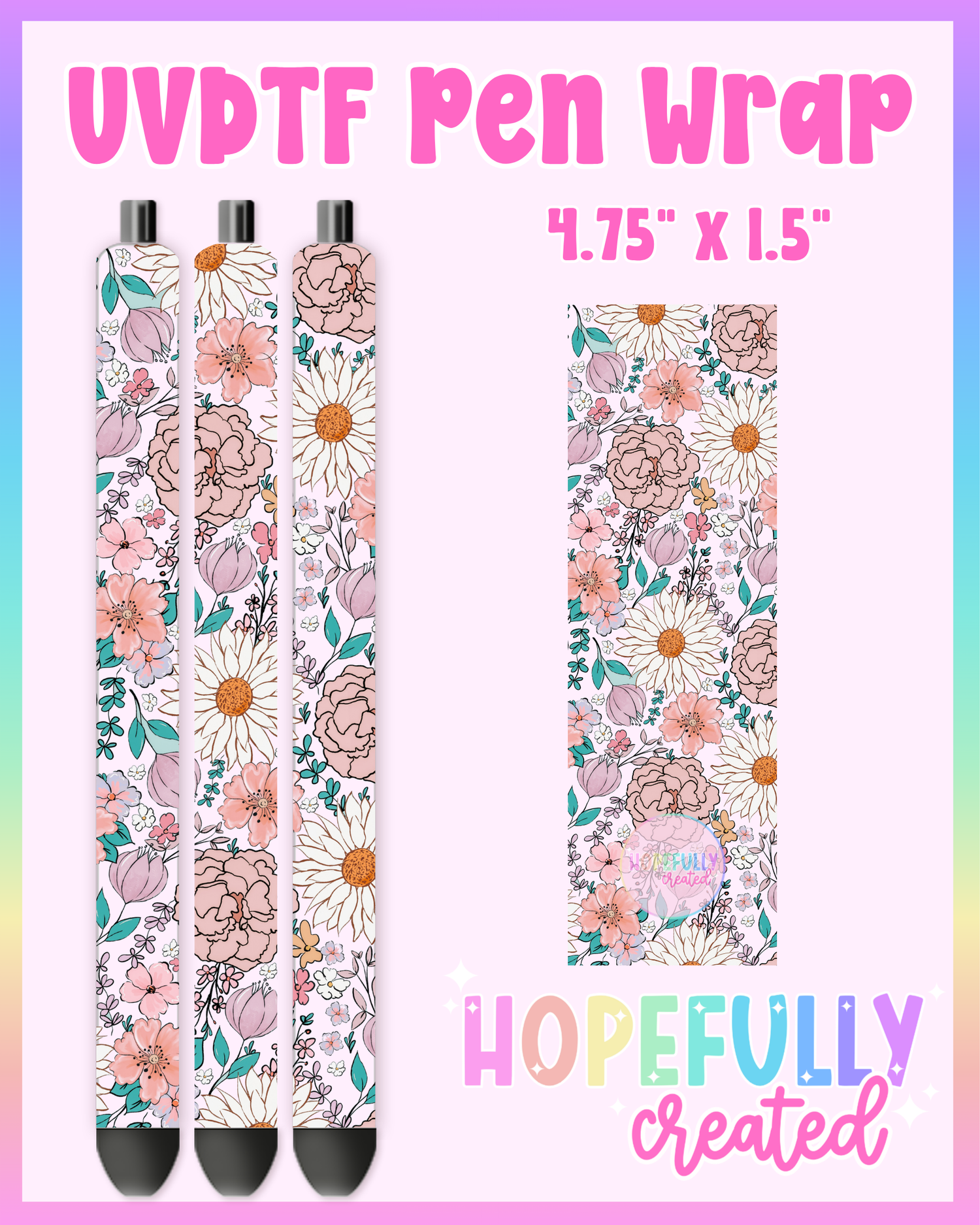 Nude Floral UVDTF Pen Wrap