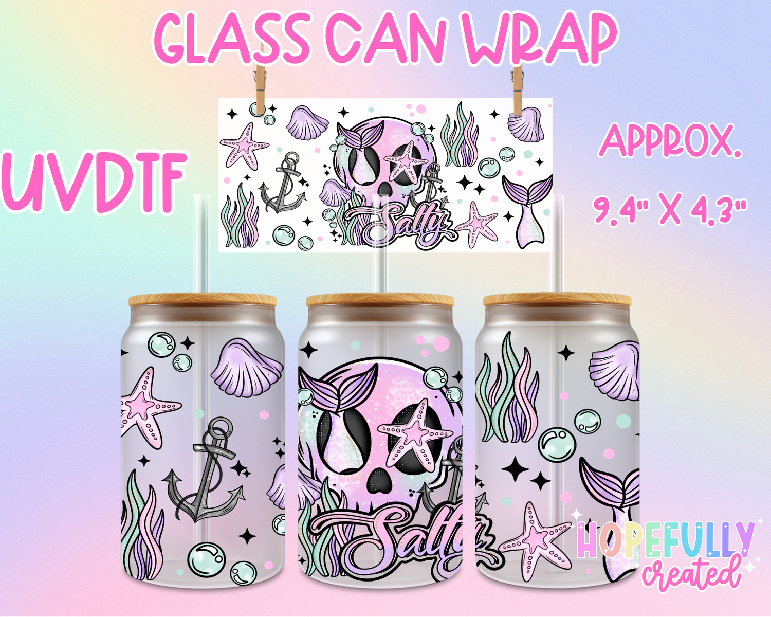 Salty Skull UVDTF Glass Can Wrap