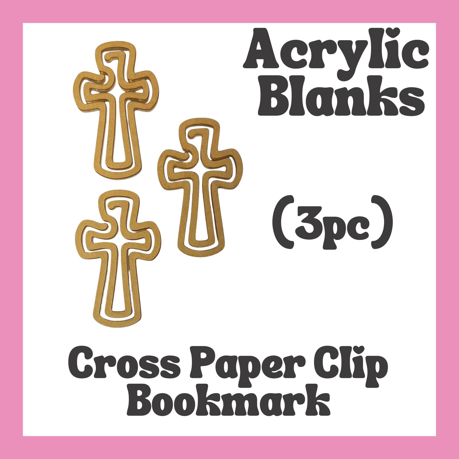 Cross Bookmark Acrylic Blank 3pc