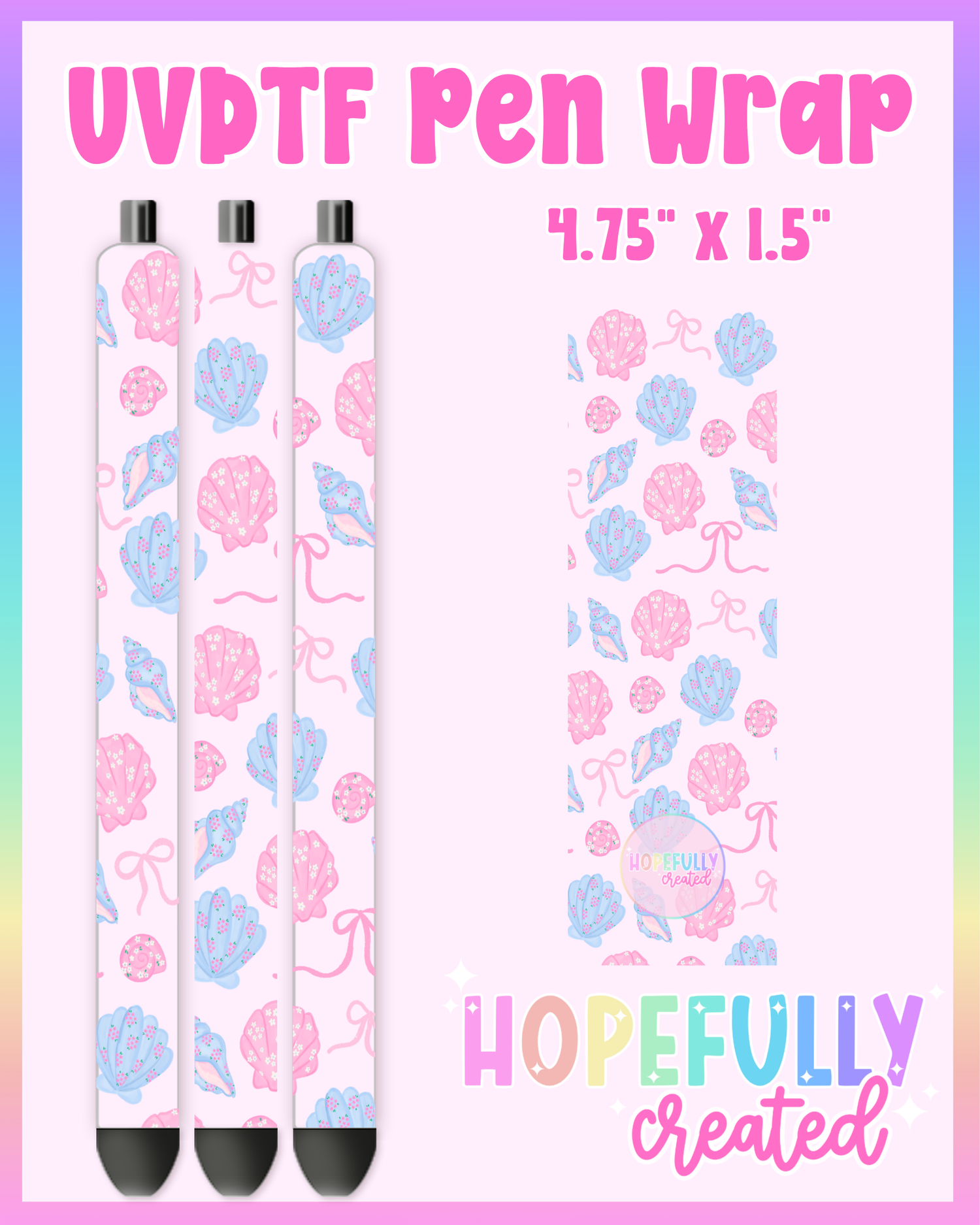 Seashells UVDTF Pen Wrap