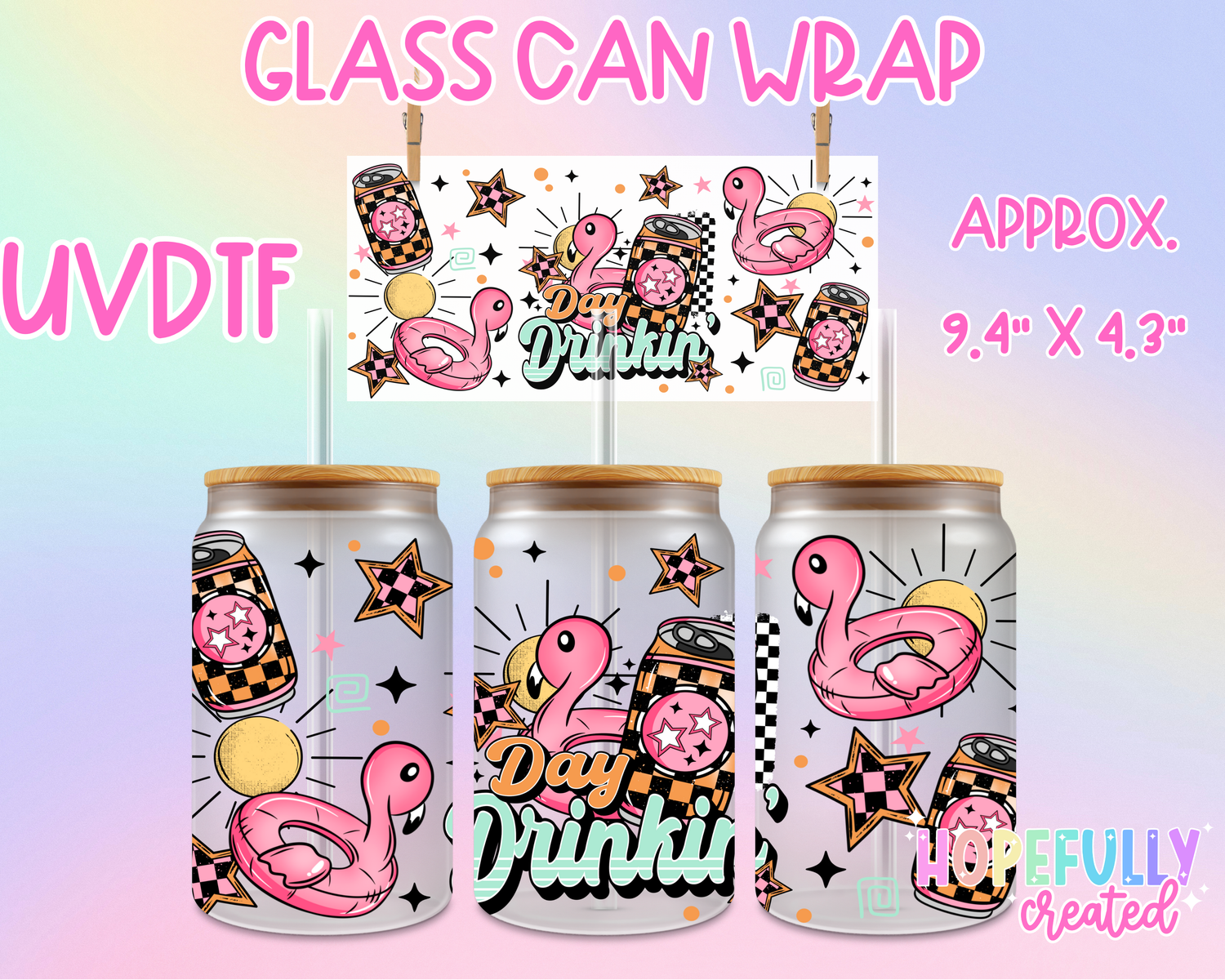 Day Drinkin' UVDTF Glass Can Wrap