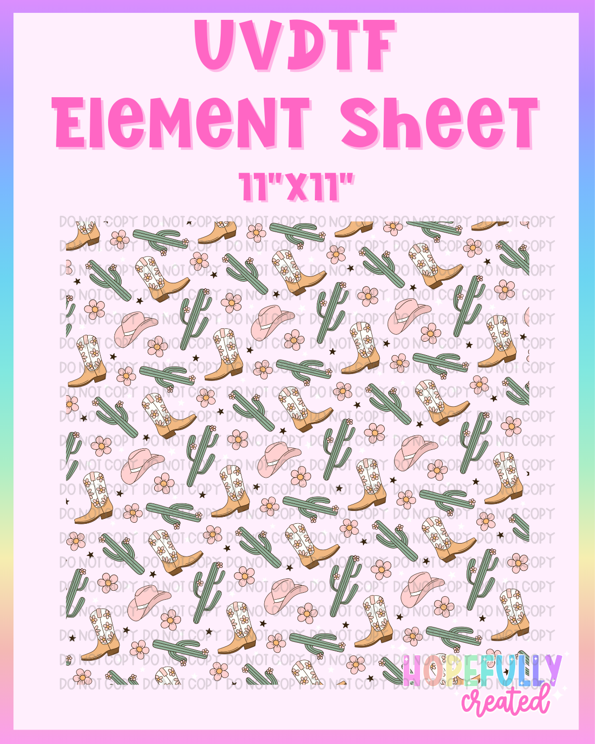 Cowgirl UVDTF Element Sheet