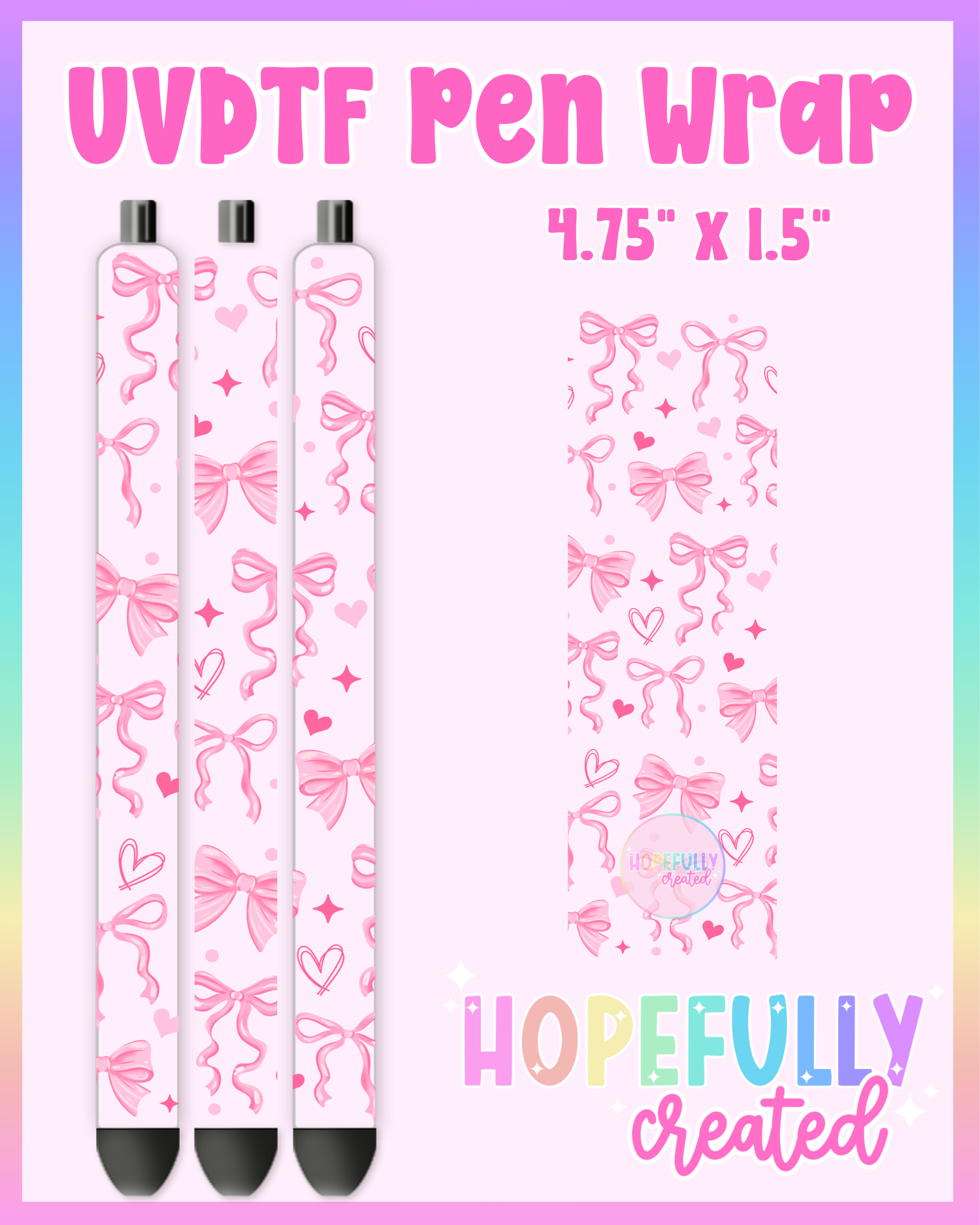 Pink Bows & Hearts UVDTF Pen Wrap