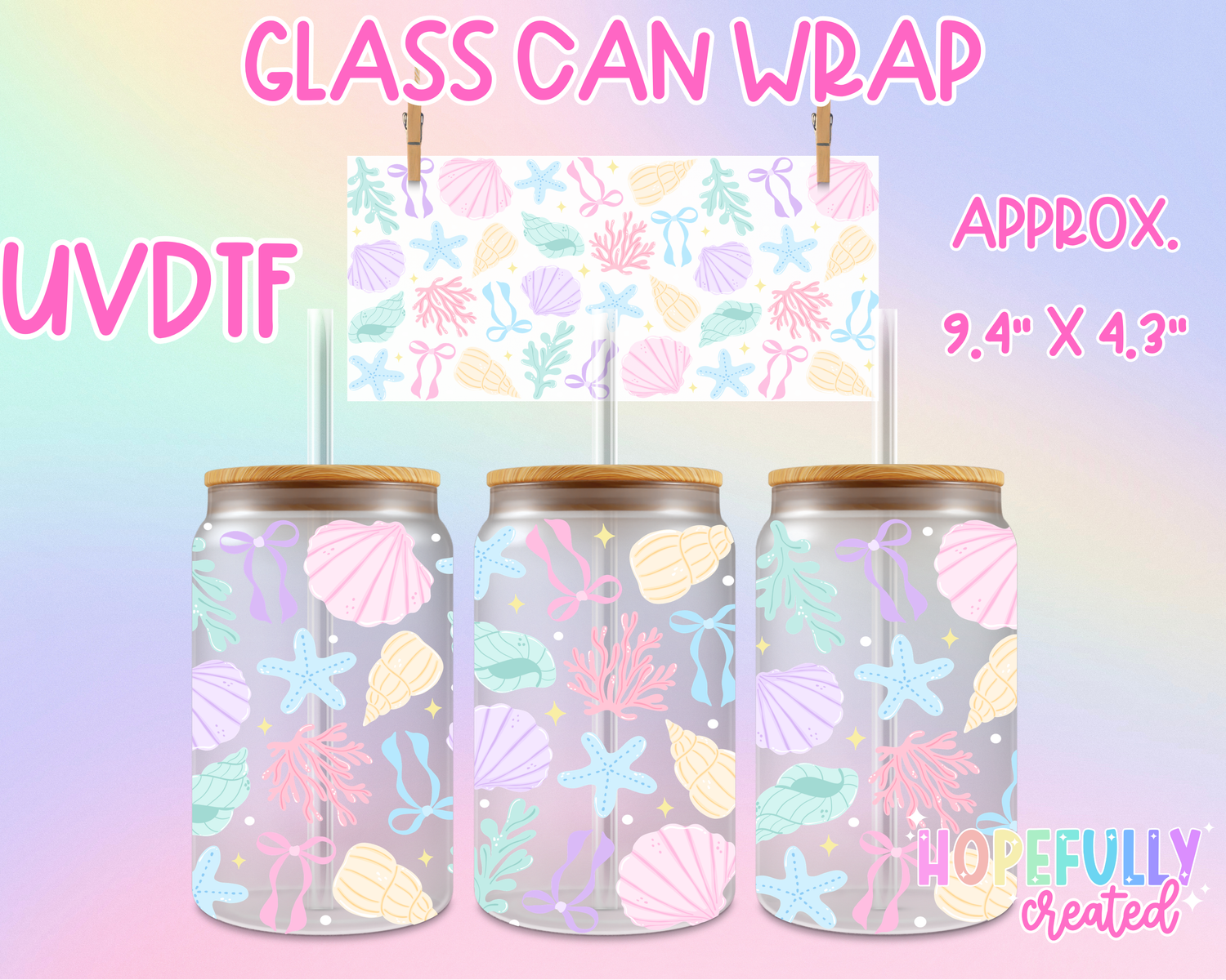 Seashells UVDTF Glass Can Wrap