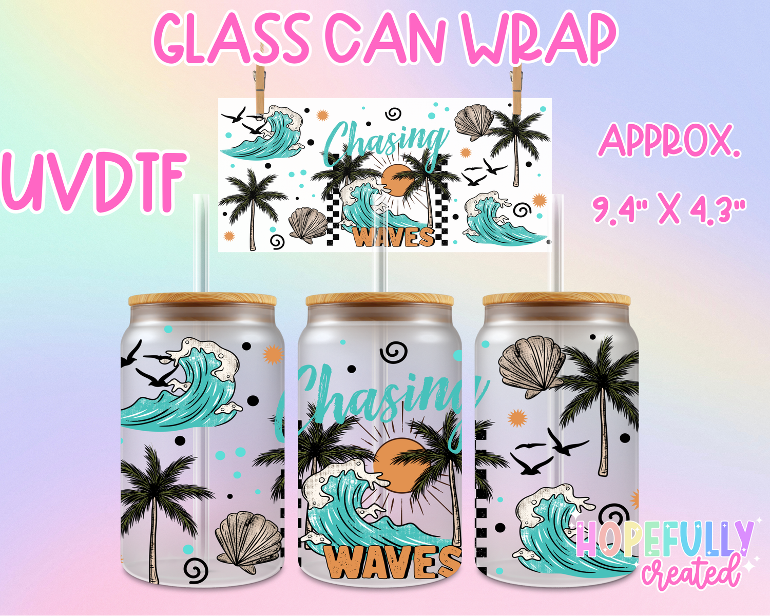 Chasing Waves UVDTF Glass Can Wrap