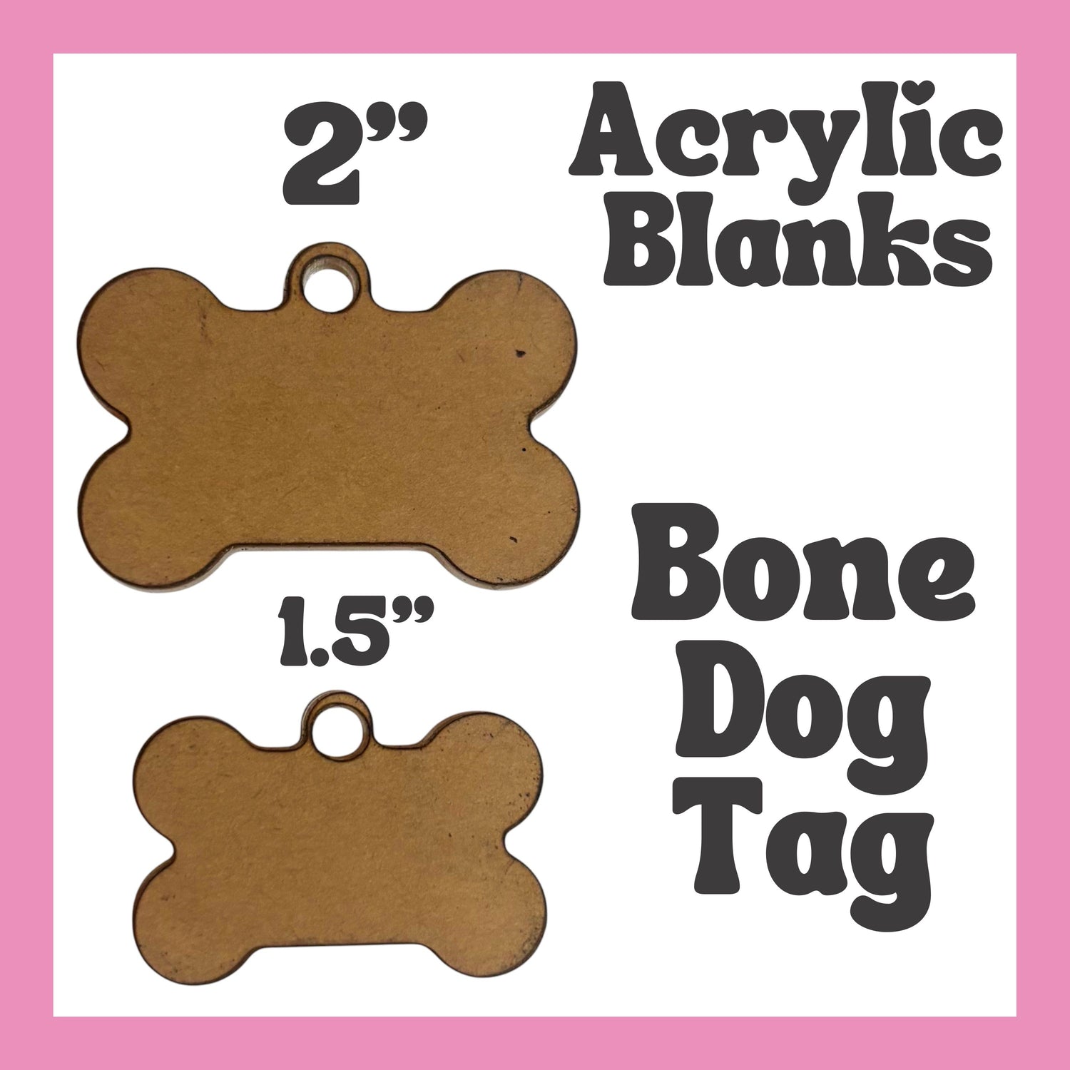 Bone Dog Tag Acrylic Blank 3pc