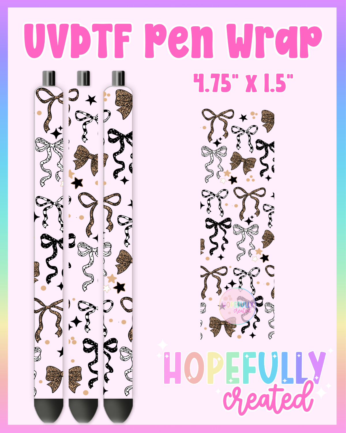 Pattern Bows UVDTF Pen Wrap