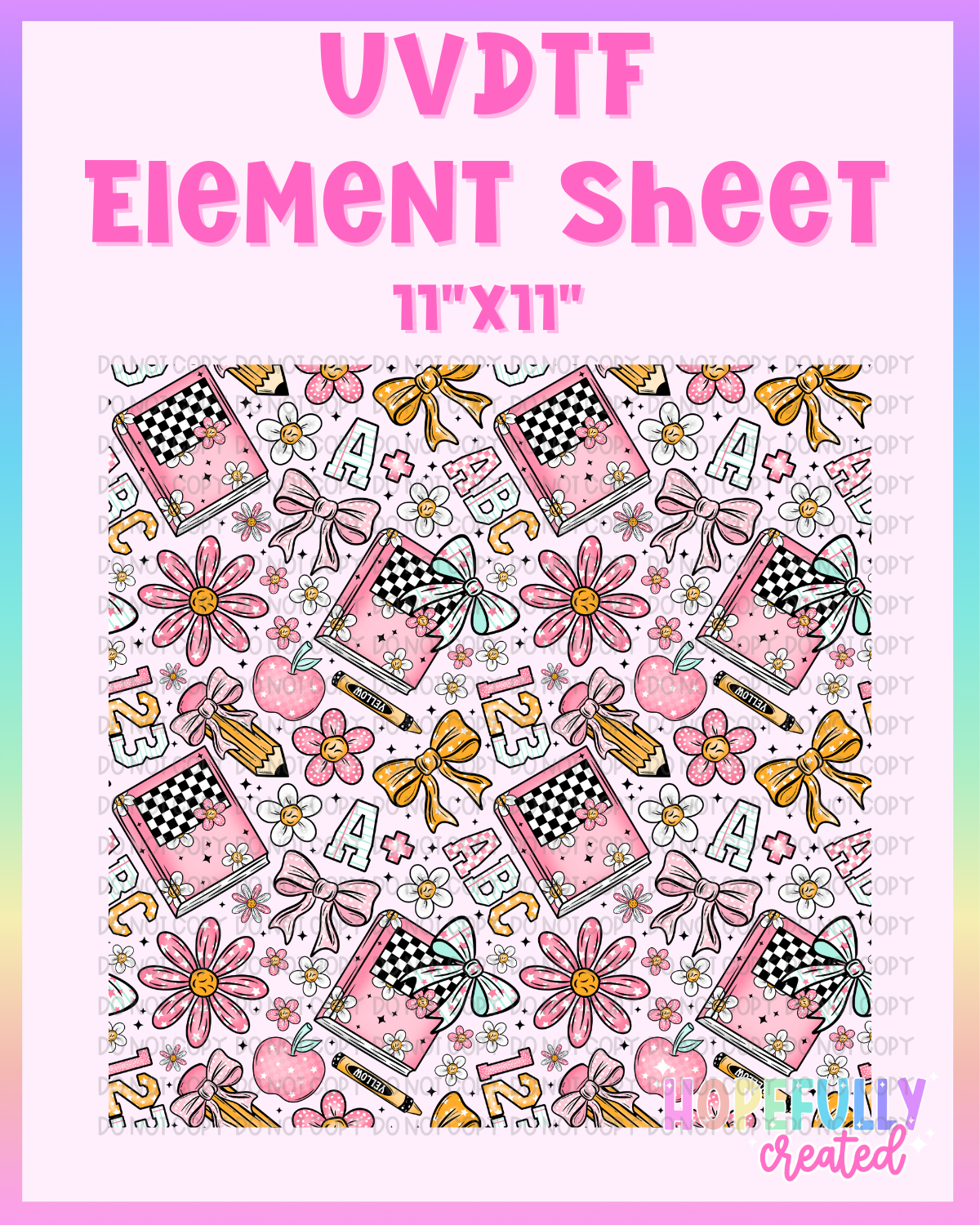 Pink School UVDTF Element Sheet